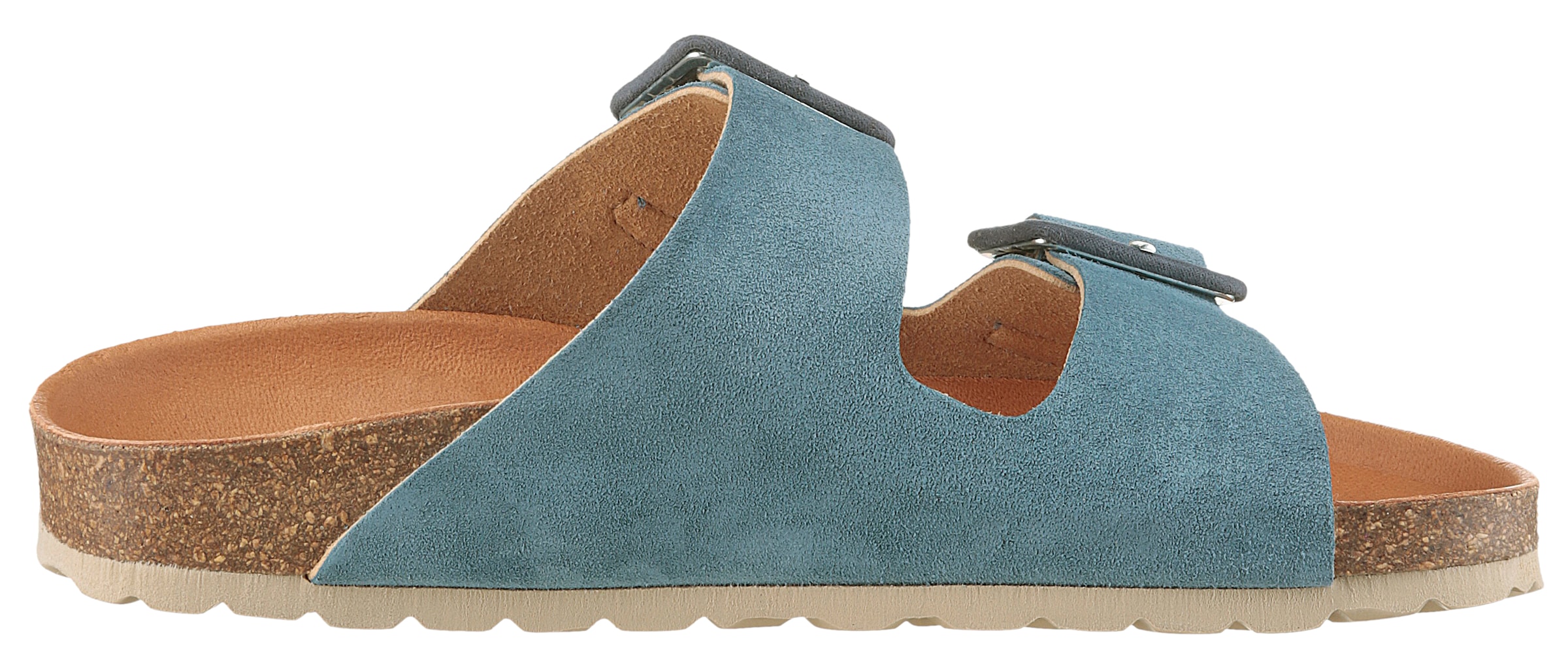 VERBENAS Pantolette »Randell Velour«, Sommerschuh, Schlappen, Hausschuh, Urlaubschuh mit Softfußbett