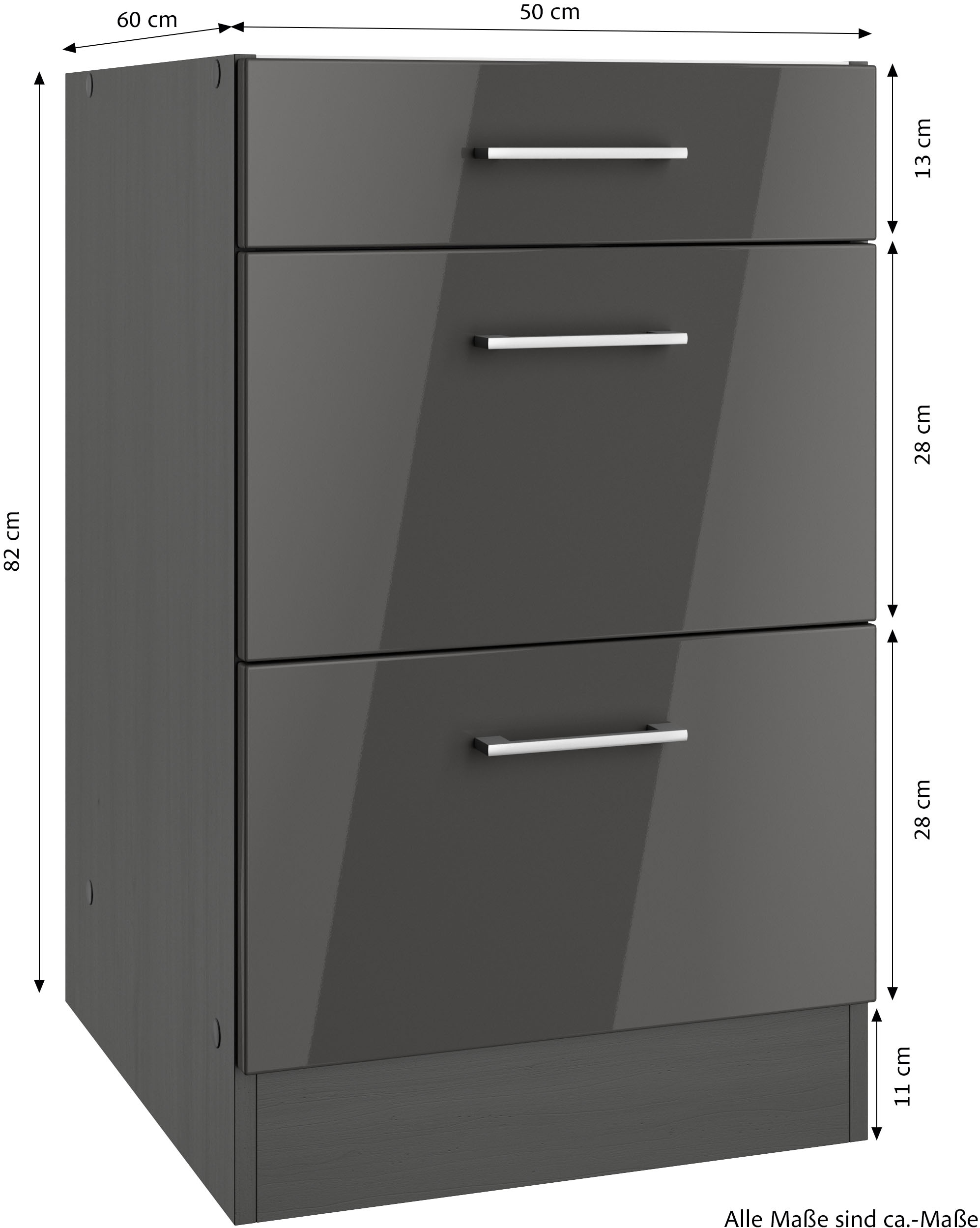 KOCHSTATION Unterschrank »KS-Milan«, HELD Möbel, Auszugschrank 50 cm, matte oder hochglänzende Fronten