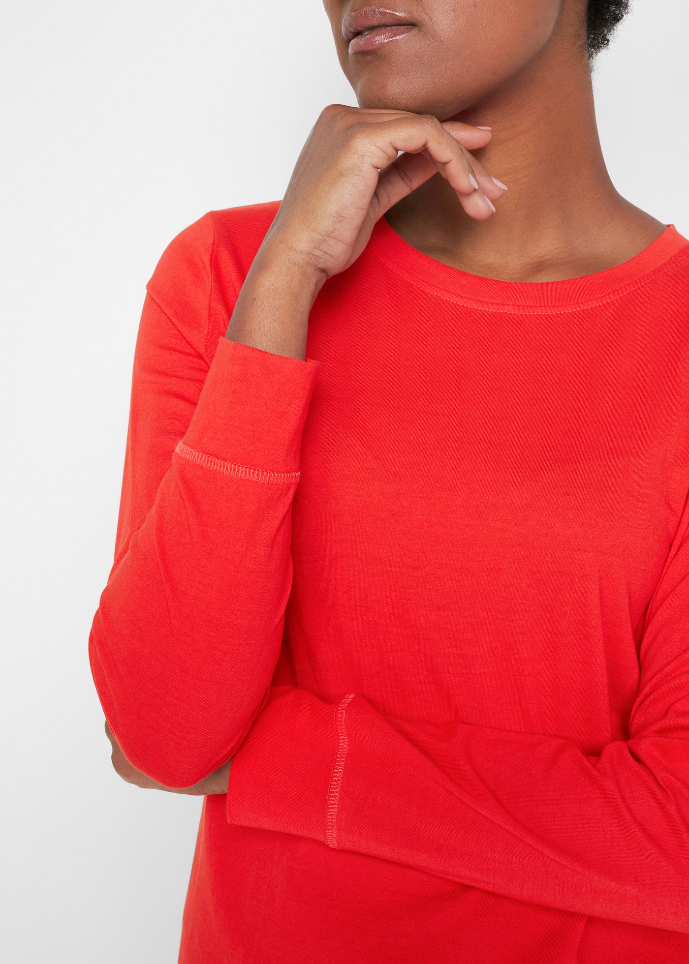 bonprix Longshirt Packung, 5 Langarm, aus reiner Baumwolle, mit abgesetzten Bündchen am Ärmel