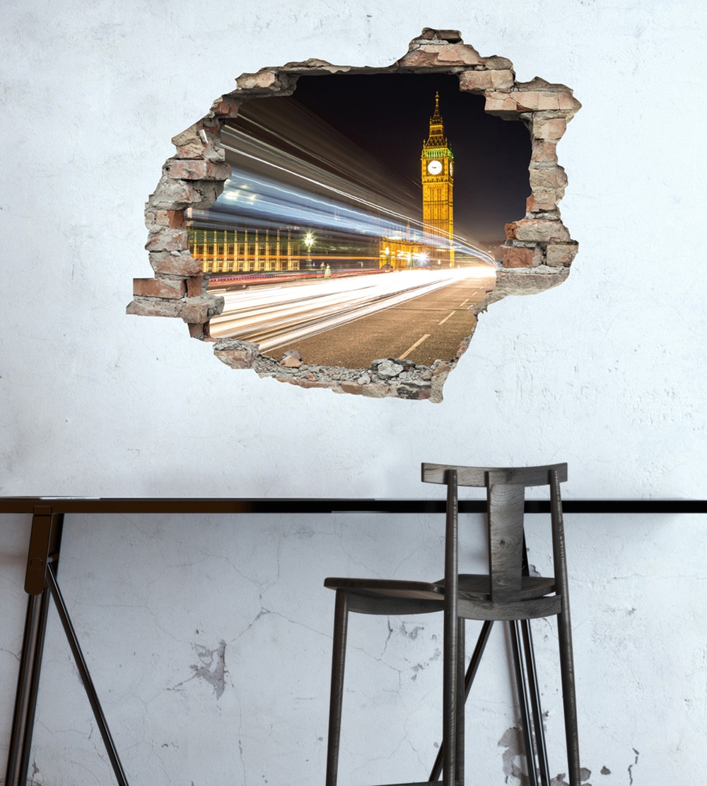 queence Wandtattoo »Big Ben« Wandsticker, Wandbild, selbstklebend, 3D, Wanddurchbruch