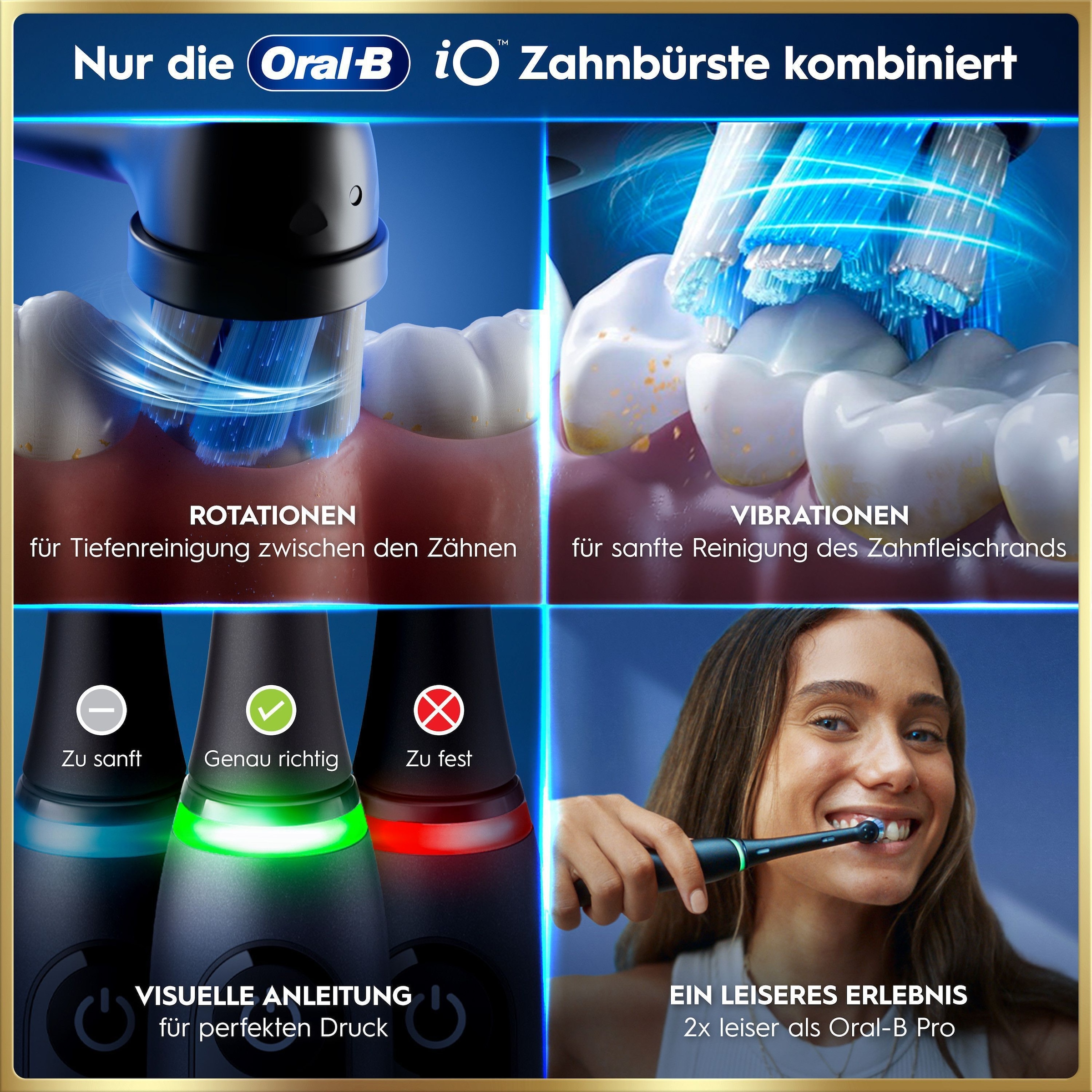 Oral-B Elektrische Zahnbürste »iO 9 Luxe Edition« 1 Stk. Aufsteckbürsten mit Magnet-Technologie, 7 Putzmodi, Farbdisplay & Lade-Reiseetui