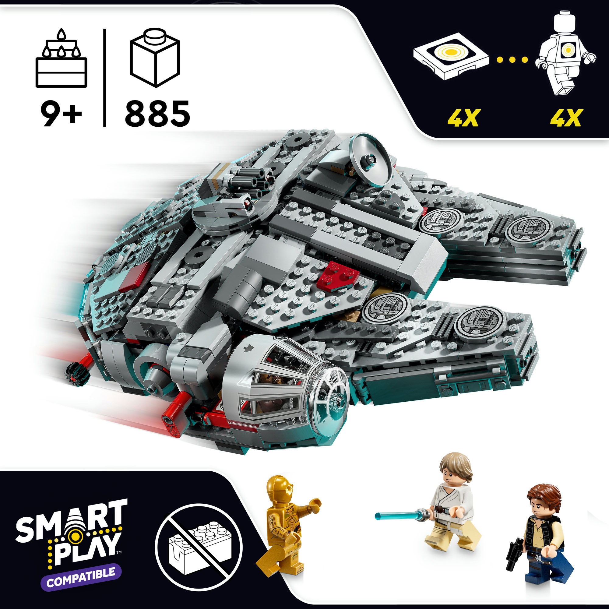 LEGO® Konstruktionsspielsteine »SMART Play: Millennium Falke (75426), LEGO Star Wars ™« Mit SMART Brick kombatibel (nicht im Lieferumfang enthalten)