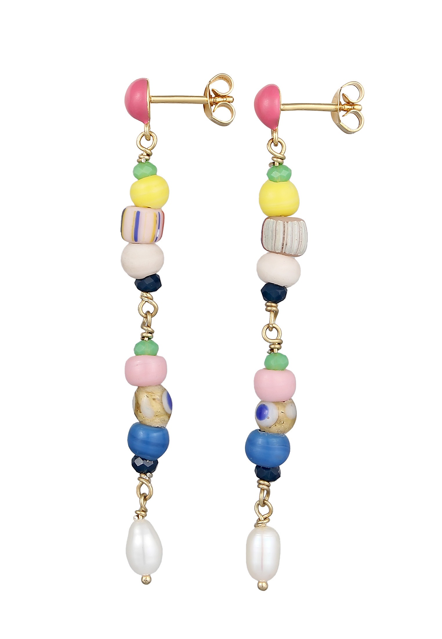 Elli Premium Paar Ohrstecker »Ohrringe Süßwasserzuchtperle Glas Bead Emaille 925 Silber«
