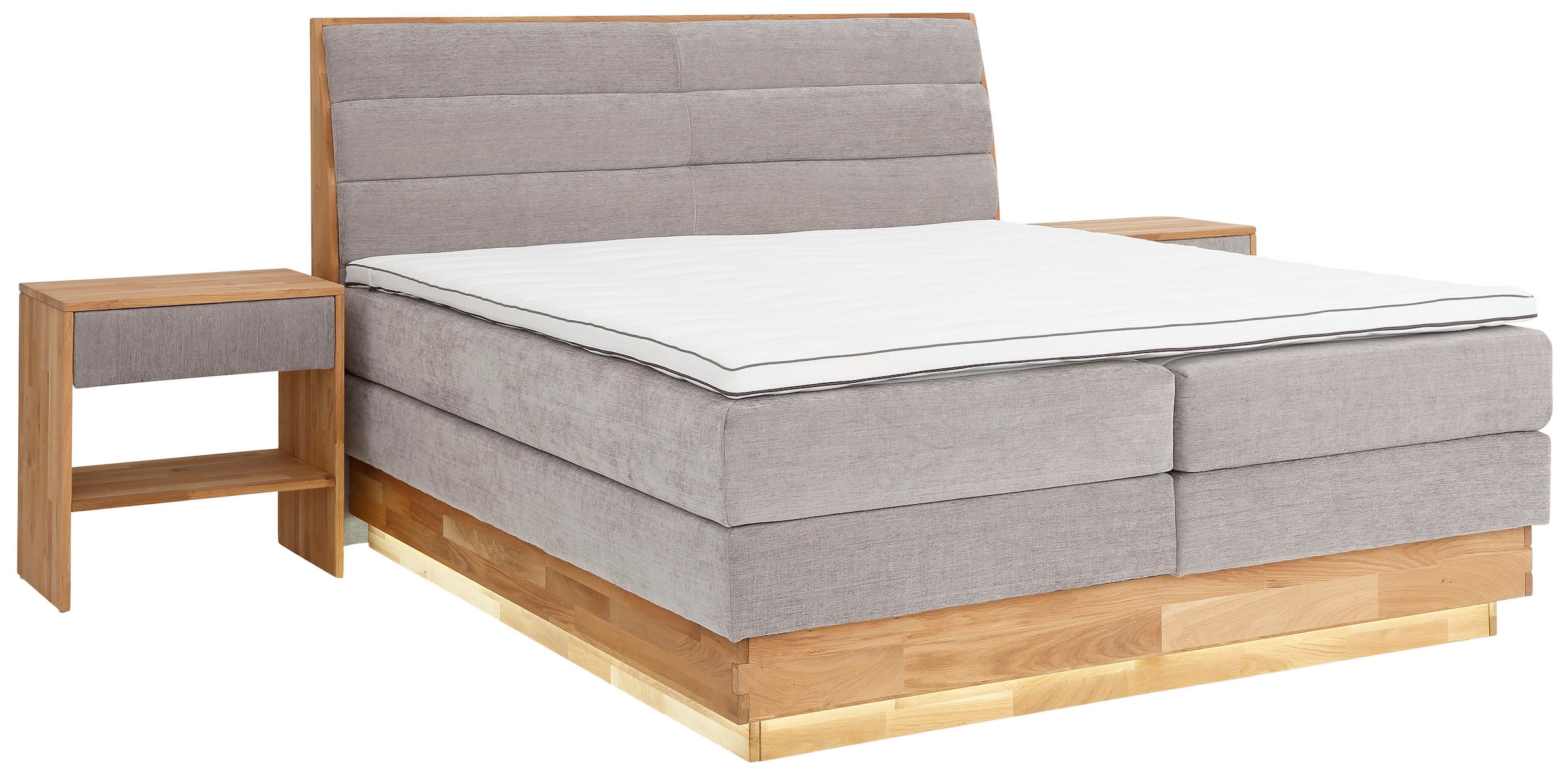 OTTO products Boxspringbett, LED-Beleuchtung, mit zertifizierten, recycelten Bezugsstoffen