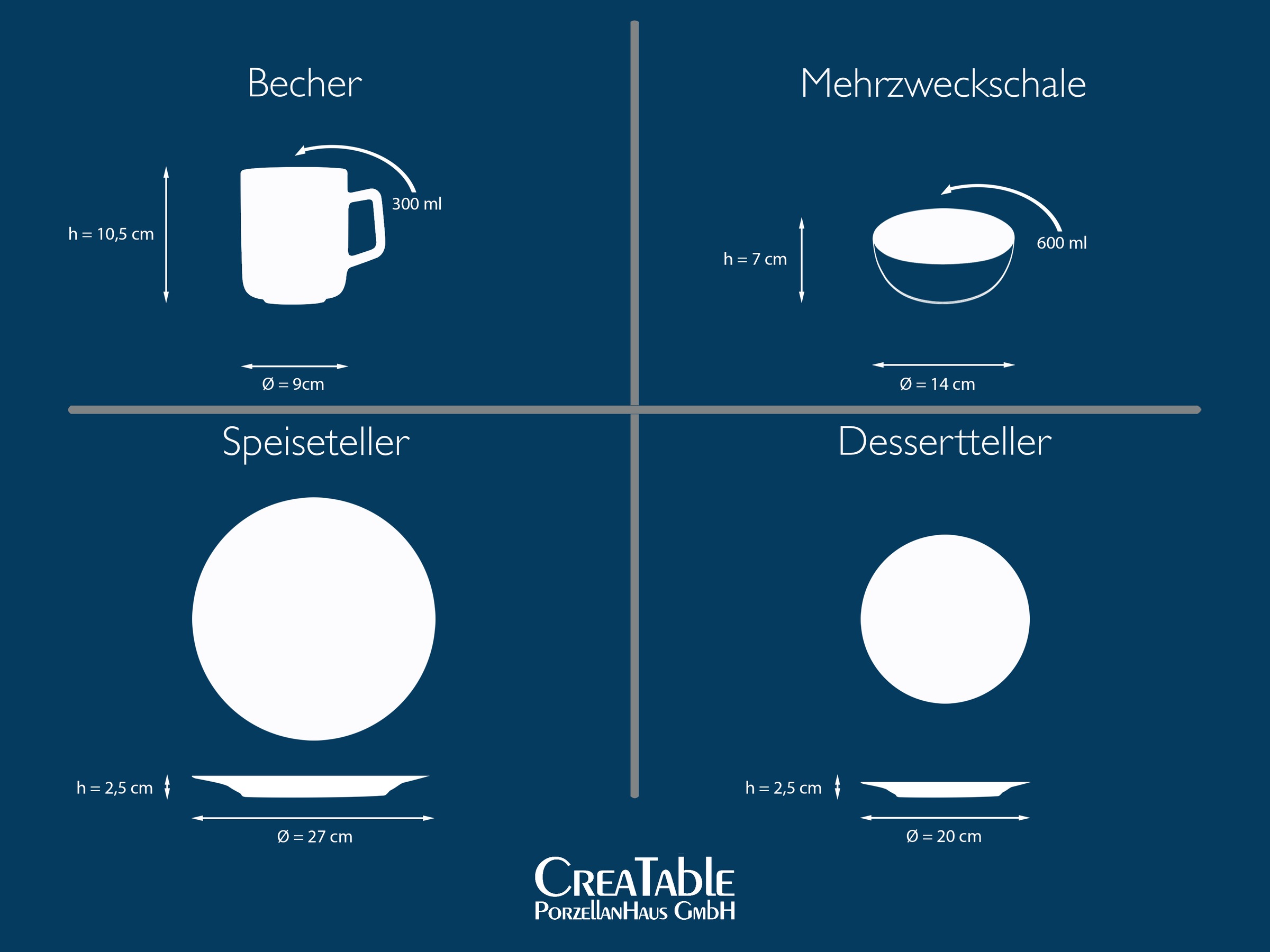 CreaTable Kombiservice »Luna Hirsch«, (Set, 16 tlg.), winterliches Hirsch-Motiv