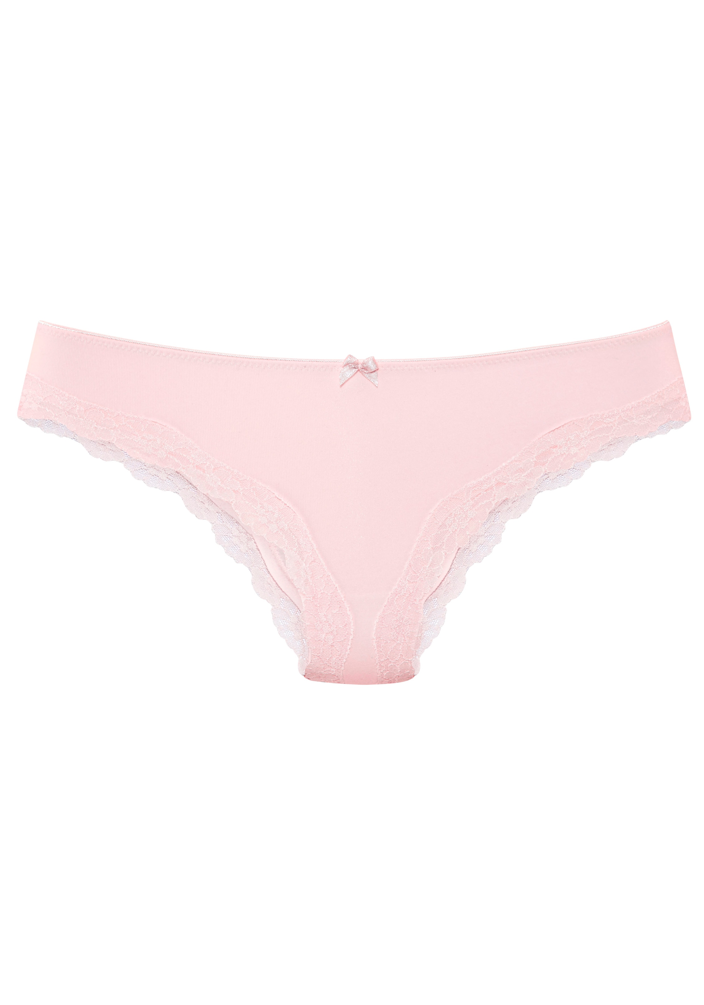LASCANA Brasilslip 3er-Pack,  aus elastischer Baumwolle mit zarter Spitze