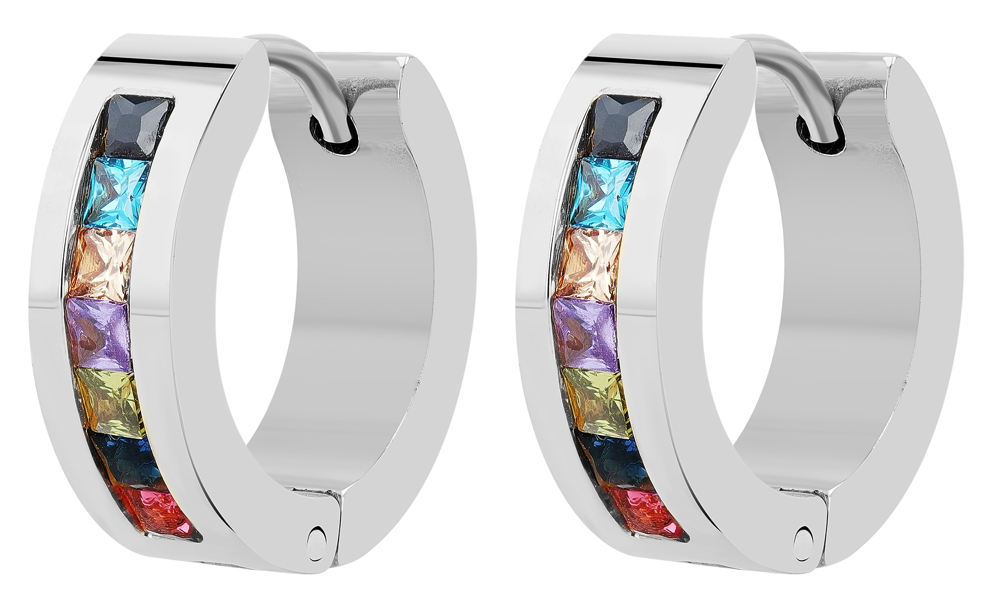 Adelia´s Paar Creolen »Damen Ohrringe ¿ Klappcreole aus Edelstahl mit Strass Steinchen«