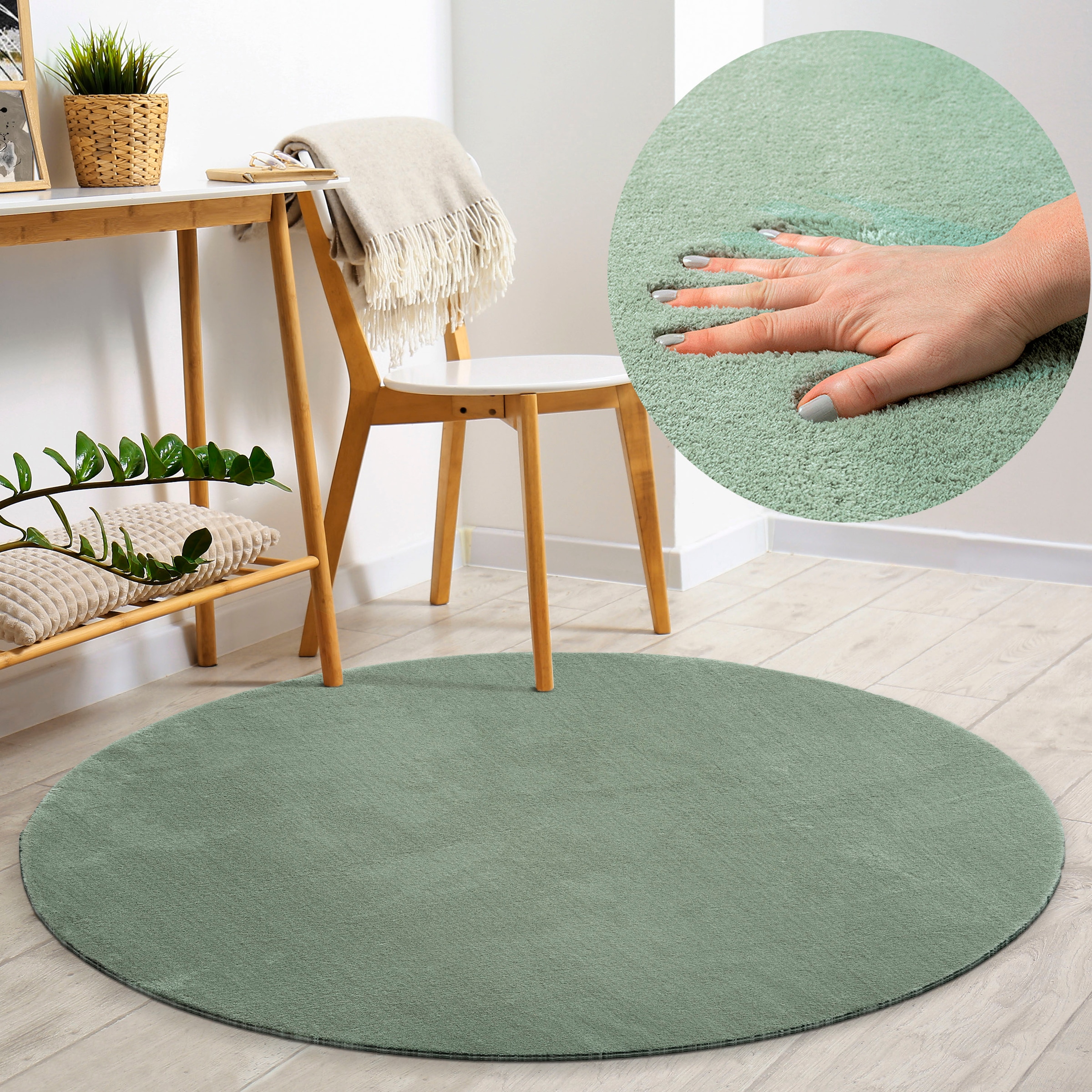 merinos Teppich »Loft 37«, rund, 16 mm Höhe, Kunstfellteppich besonders weich und kuschelig, Fell Haptik
