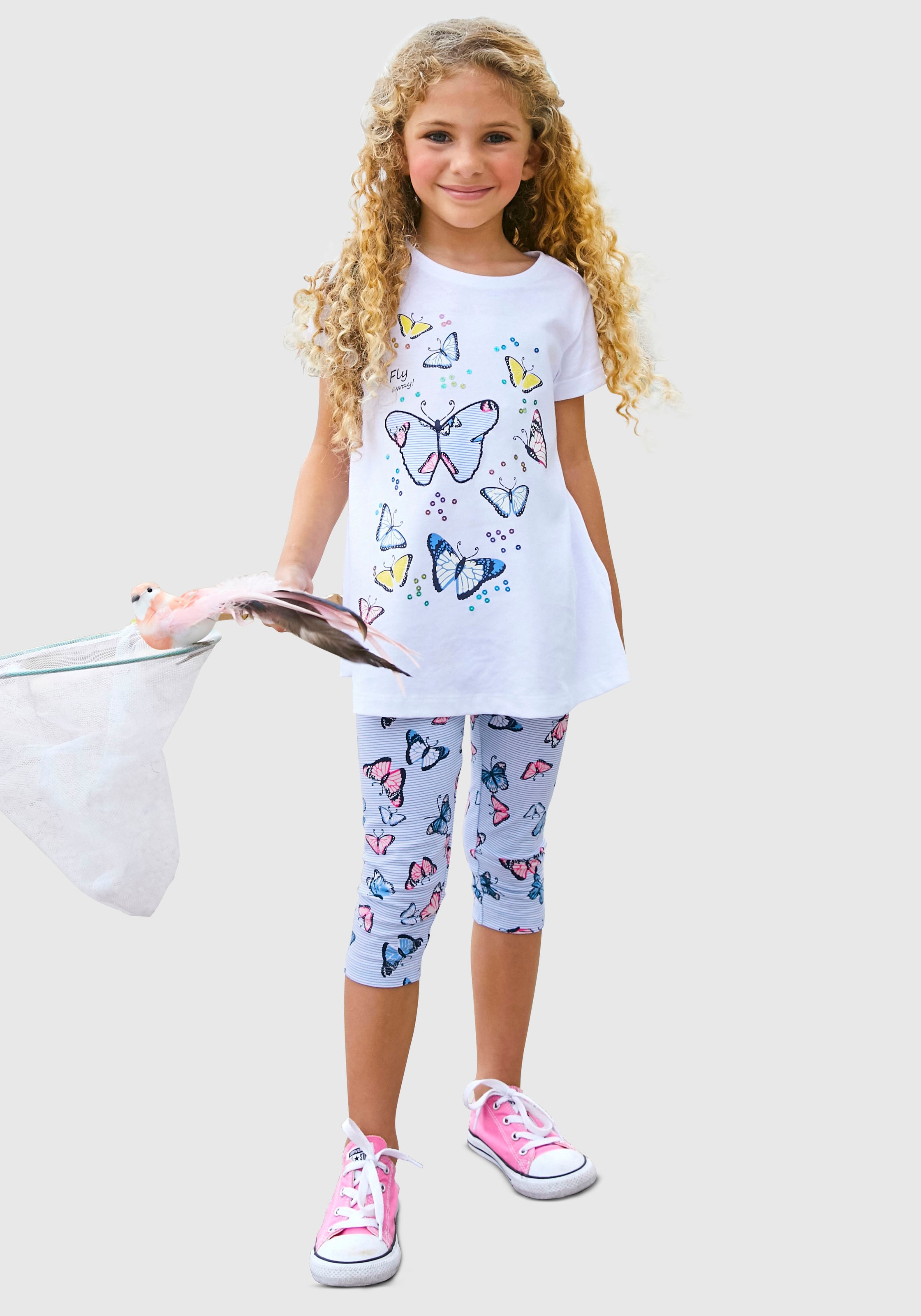 KIDSWORLD Shirt & Leggings, (Set), mit Schmetterlingsmotiv
