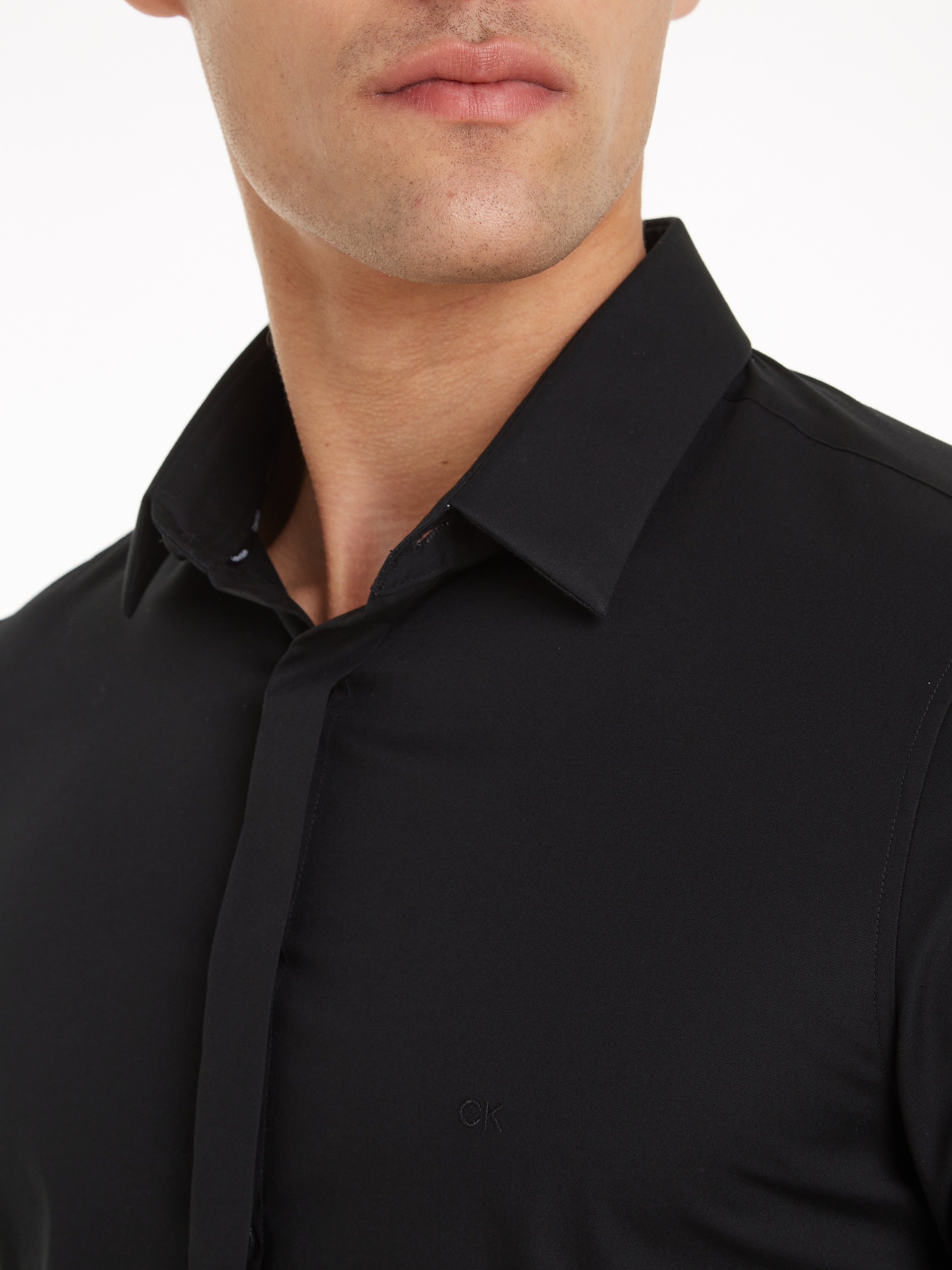 Calvin Klein Langarmhemd »POPLIN HP EXTRA SLIM SHIRT«, mit Logostickerei