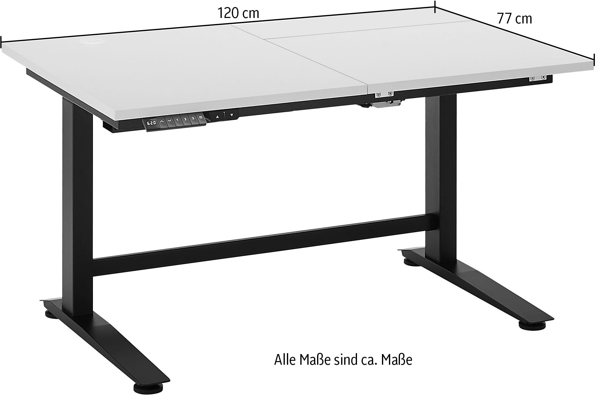 BEGA OFFICE Schreibtisch »Ben«, (1 St.), elektrisch höhenverstellbarer Desk, mit 3 Memory Tasten, Breite 120 cm