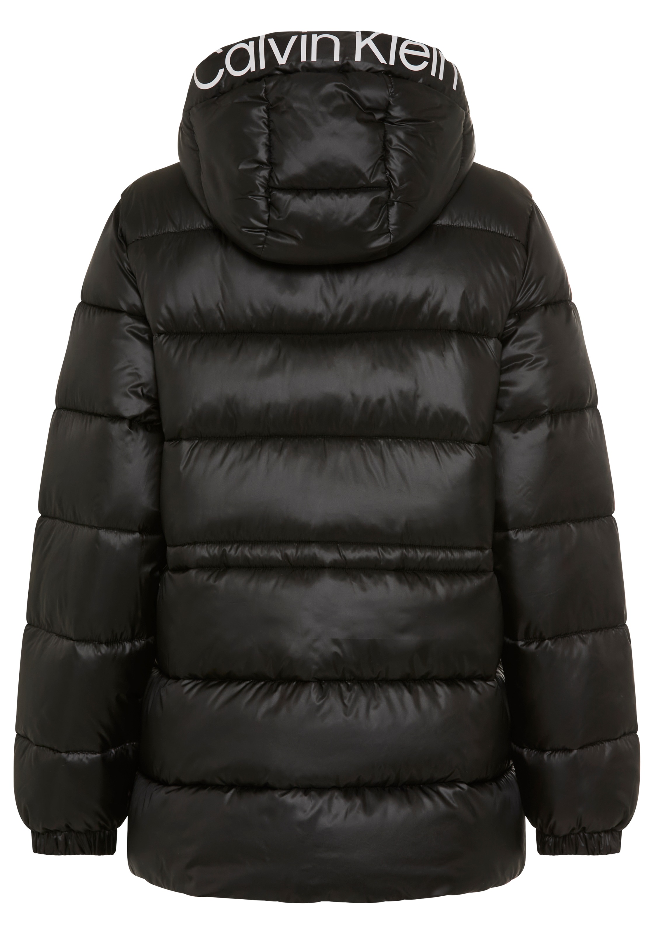 Calvin Klein Jeans Steppmantel Regular Fit, warm wattiert, Logoschriftzug auf der Kapuze