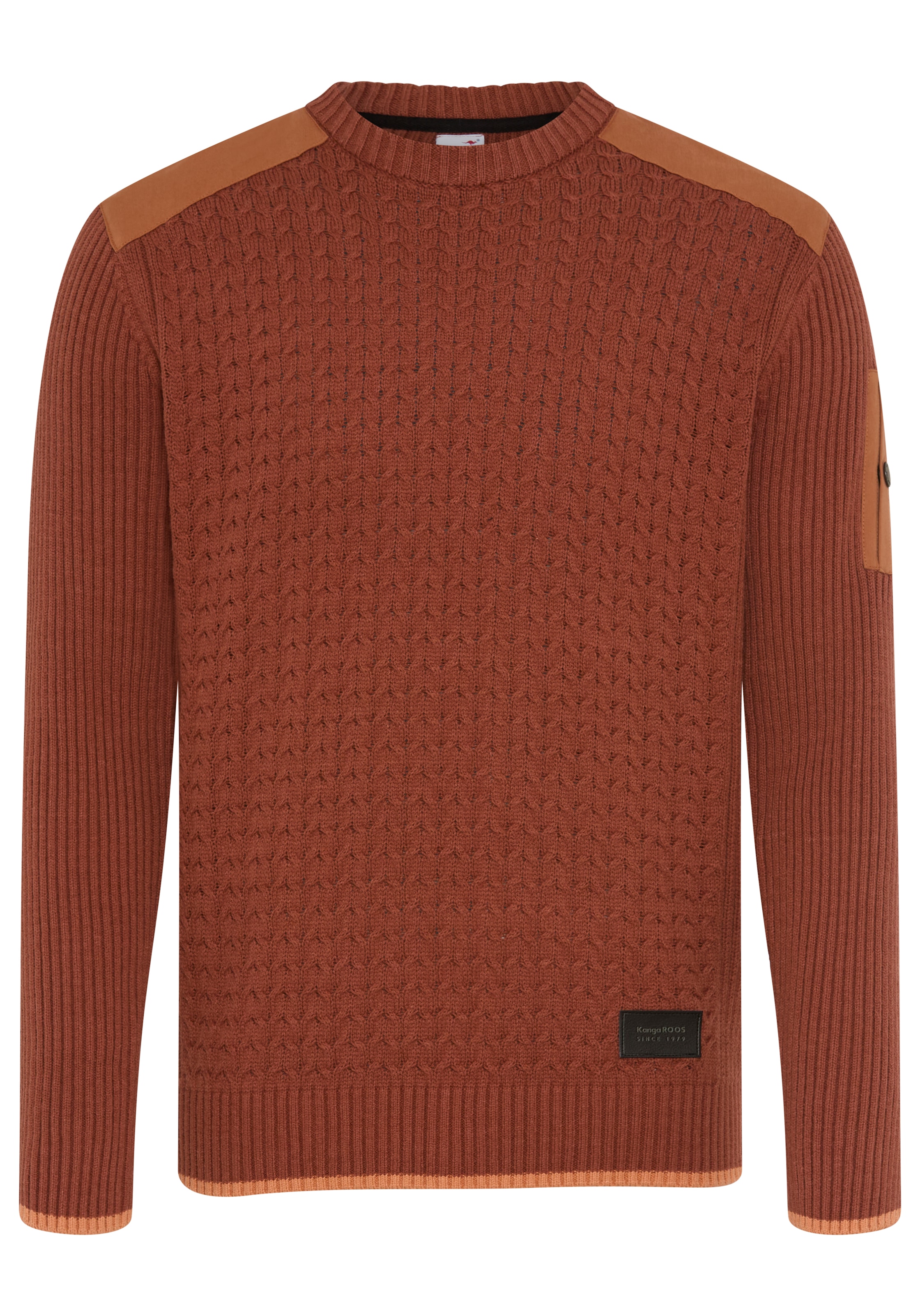 KangaROOS Strickpullover mit Rundhalsausschnitt, WEbpatches, Regular Fit