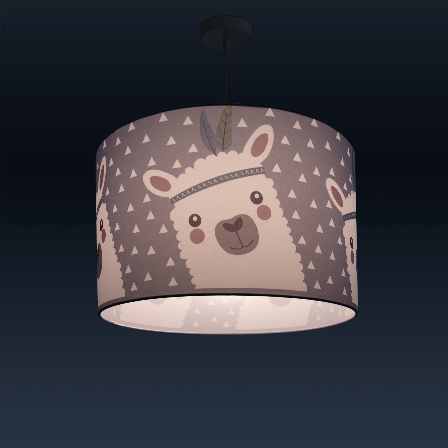 Paco Home Pendelleuchte »Ela 214«, 1 flammig, Leuchtmittel E27 | ohne Leuchtmittel, Kinderlampe Deckenlampe LED Kinderzimmer Lampe Lama-Motiv, E27