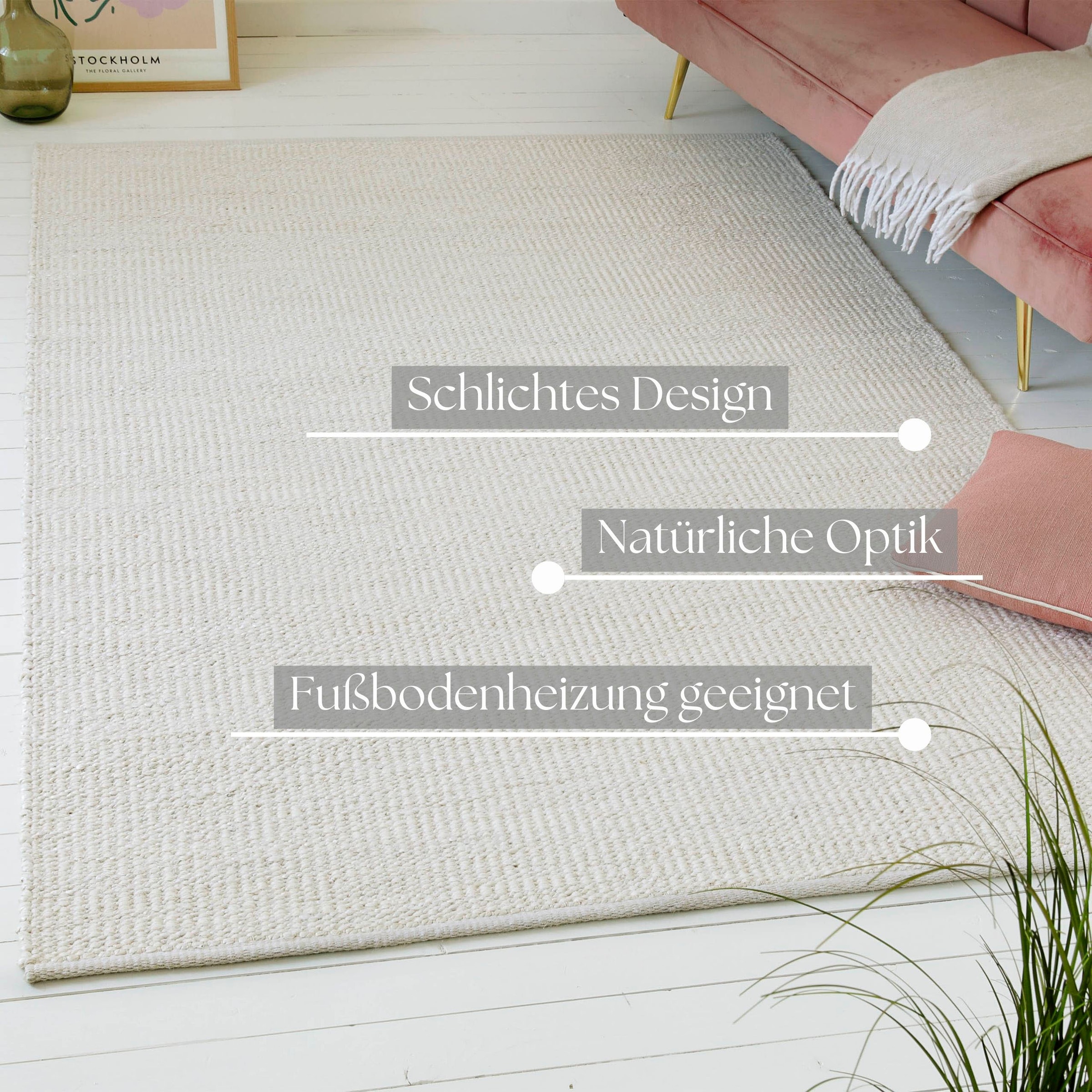 my home Teppich »Synja«, rechteckig, 10 mm Höhe, handgewebt, Kelim, mit Struktur, 50% Wolle mit Juteanteil, Wohnzimmer