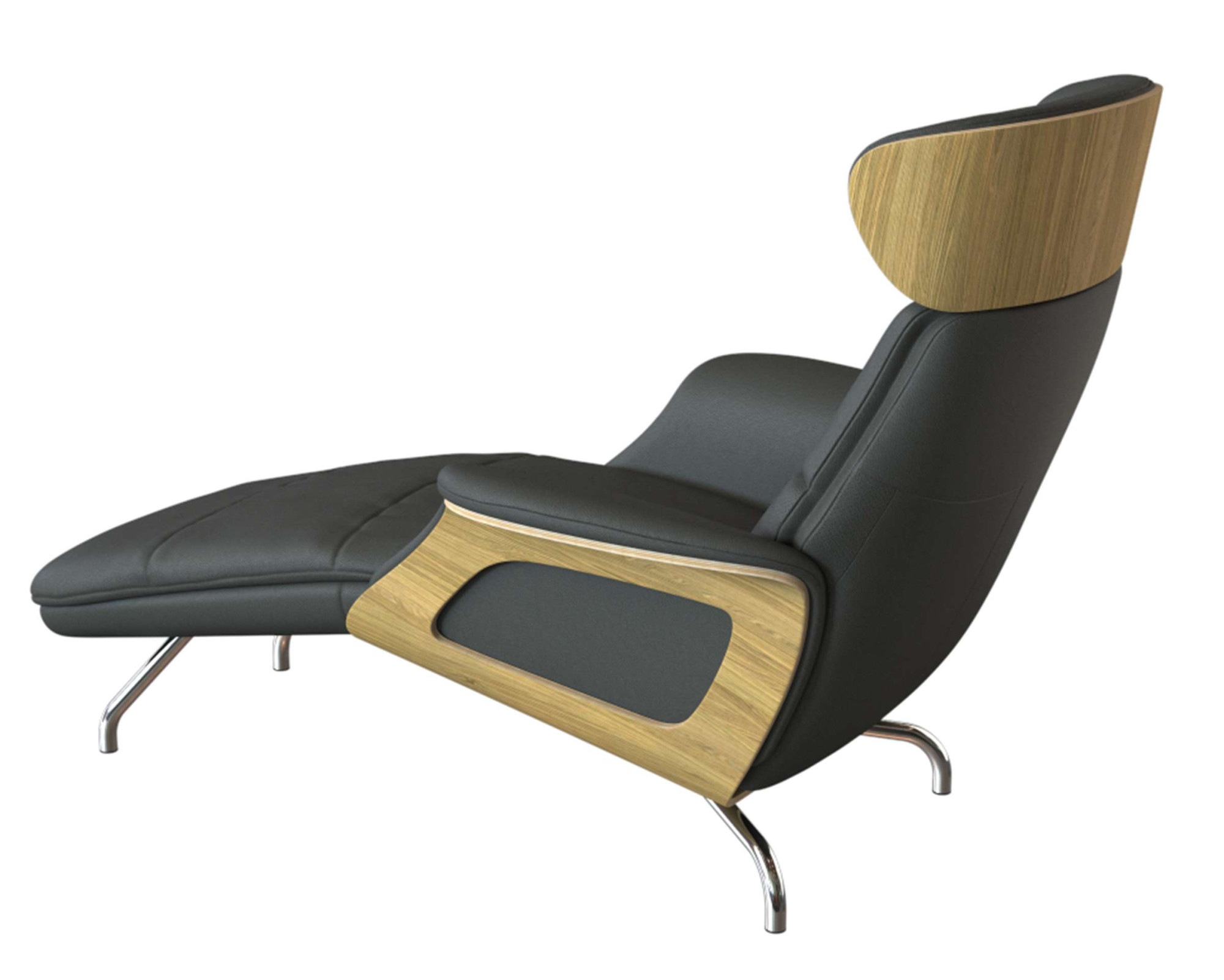 FLEXLUX Loungesessel »Clement Chaislongue, Relaxstuhl, Liegesessel,«, Rücken- & Kopfteilverstellung, Armlehne gepolstert geölt, Fuß Alu