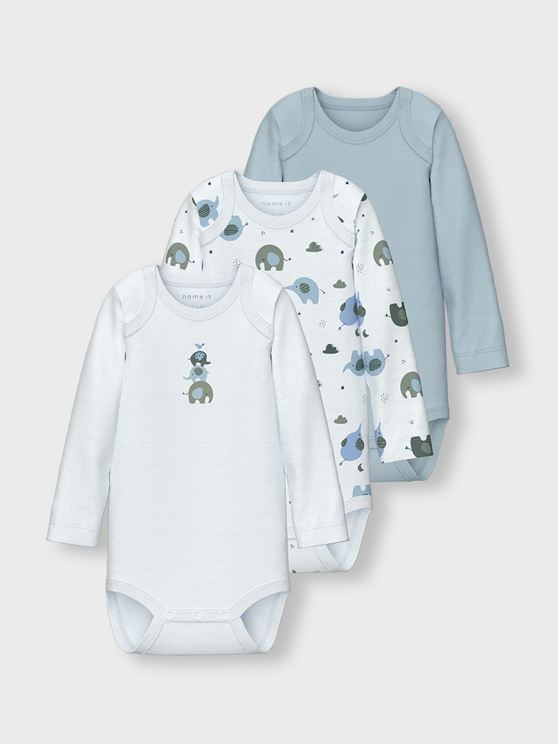 Name It Schlafoverall »NBMBODY 3P LS BABY ELEPHANT NOOS«, (Packung, 3 tlg.)