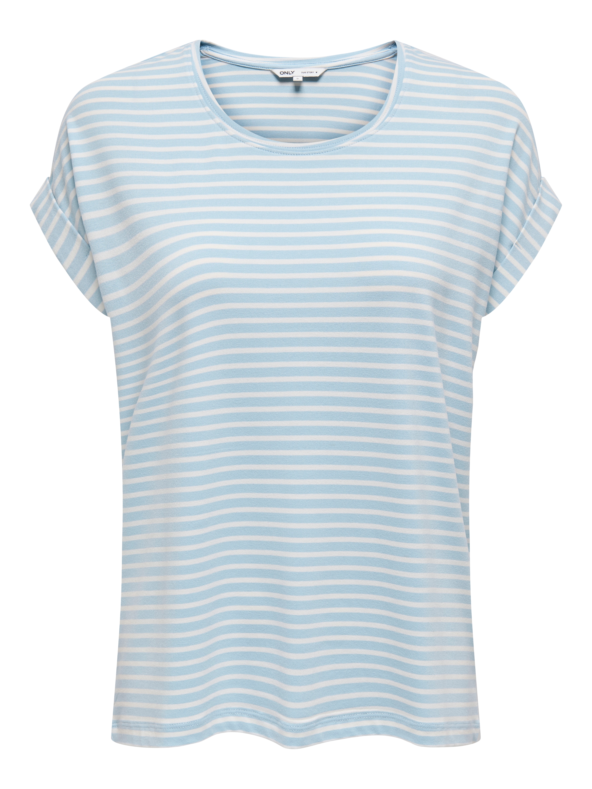 ONLY T-Shirt »ONLMOSTER STRIPE S/S O-NECK TOP JRS NOOS«, mit Aufschlag am Arm