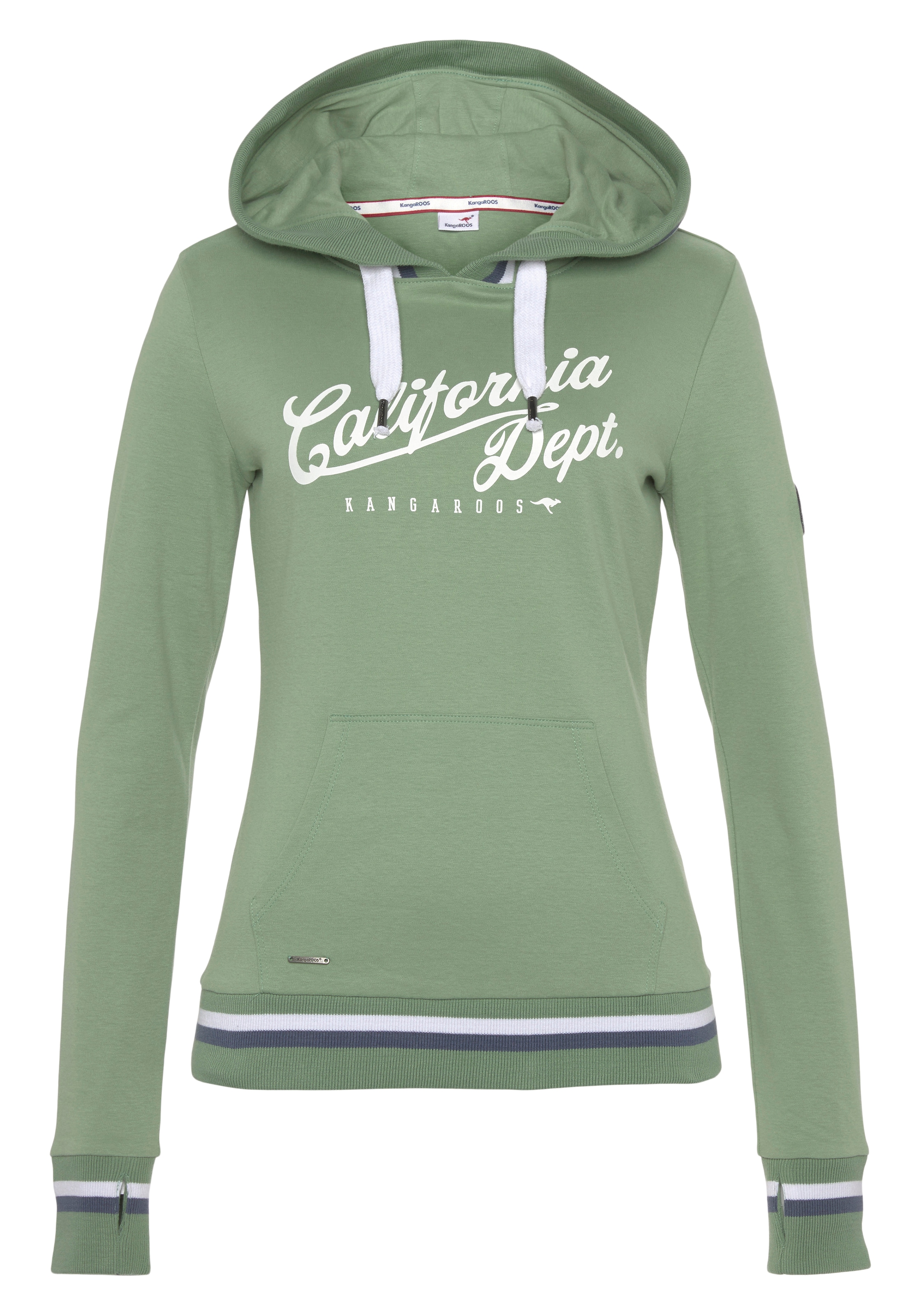 KangaROOS Kapuzensweatshirt, Langarm, figurbetont, mit Kapuze, aus Baumwolle