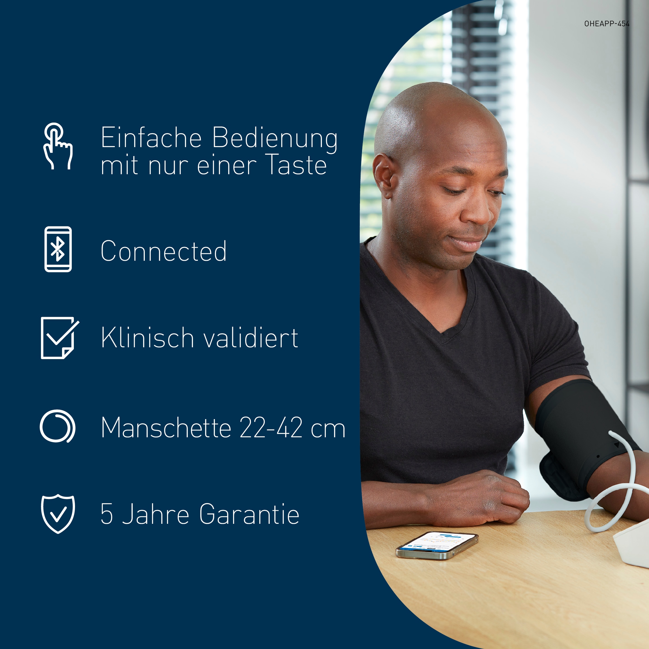 Omron Oberarm-Blutdruckmessgerät »OMRON X2 Smart+«, klinisch validiert, mit kostenloser App, Universalmanschette 22-42 cm