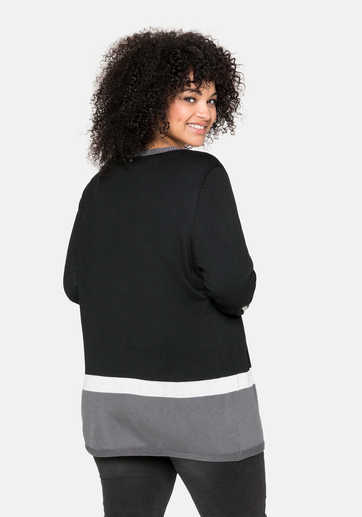 Sheego Strickjacke »Strickjacke im Colour-Blocking Stil«, im Colour-Blocking Stil