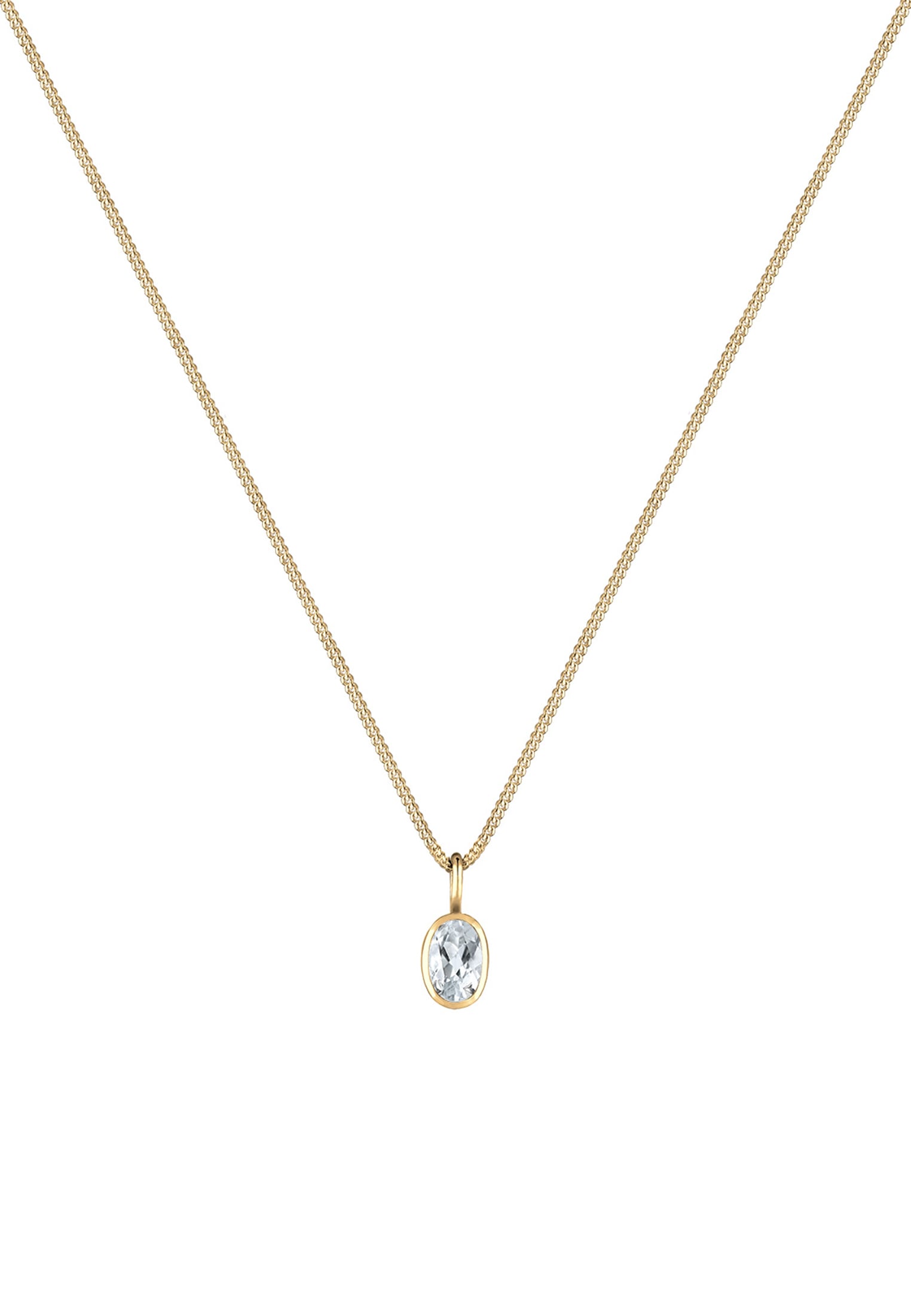Elli Premium Silberkette »Halskette Basic Geo Oval Topas Edelstein 585 Gelbgold«
