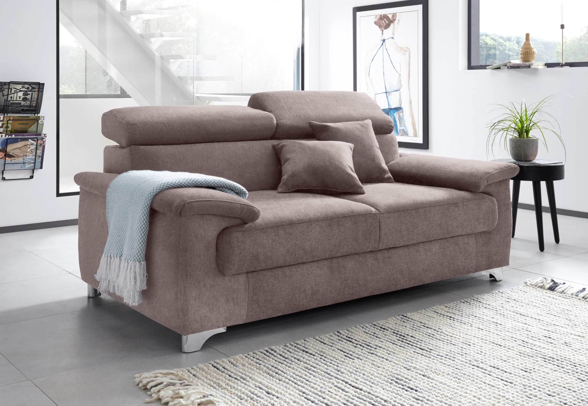 DOMO collection 2-Sitzer »Mira inklusive Kopfteilverstellung für mehr Wohlfühlkomfort«, elegant und modern, komfortabel, frei im Raum stellbar