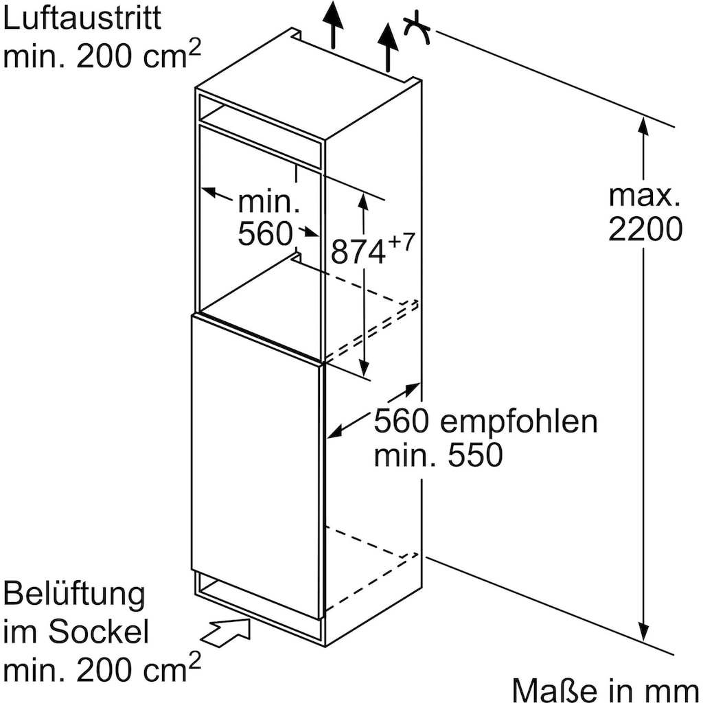 SIEMENS Einbaukühlschrank »KI22LADE0«, KI22LADE0, 87,4 cm hoch, 56 cm breit