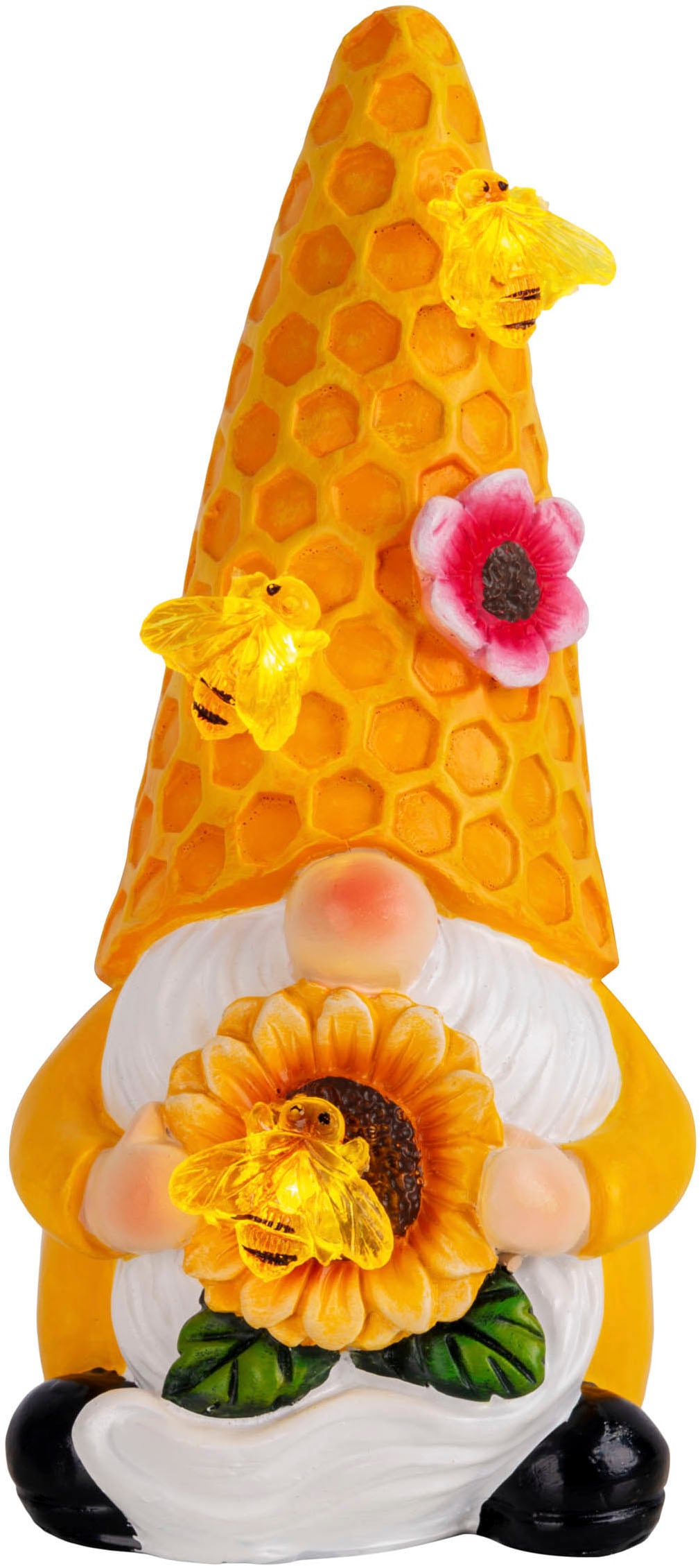 näve LED Solarleuchte »Abby« LED-Modul 2 Stk. Warmweiß 2er Set Wichtel, gelb/bunt, mit Bienchen und Blümchen, warmweiß