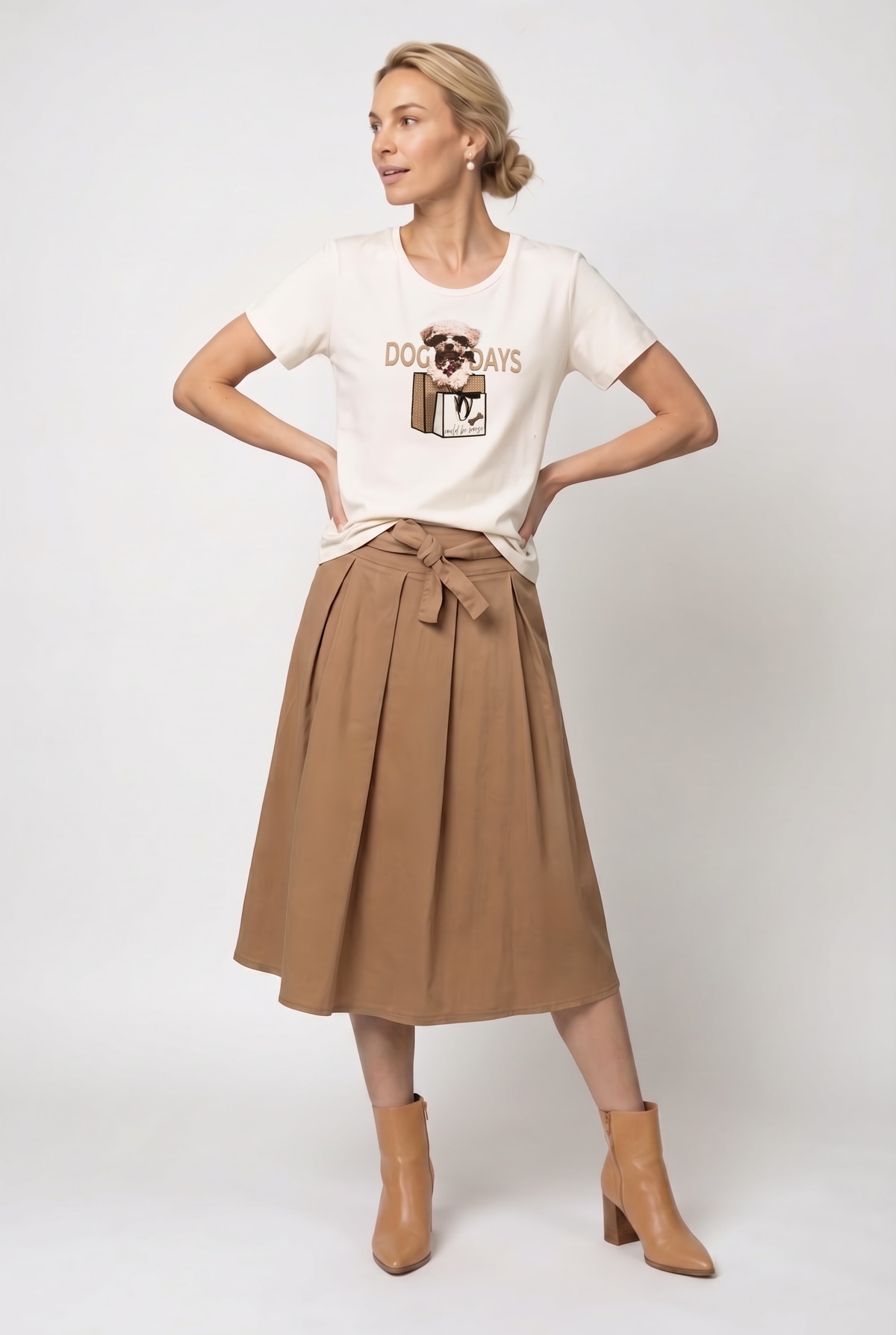 Monari T-Shirt »Shirt Druck + Schmuck« Regular fit mit Rundhalsausschnitt