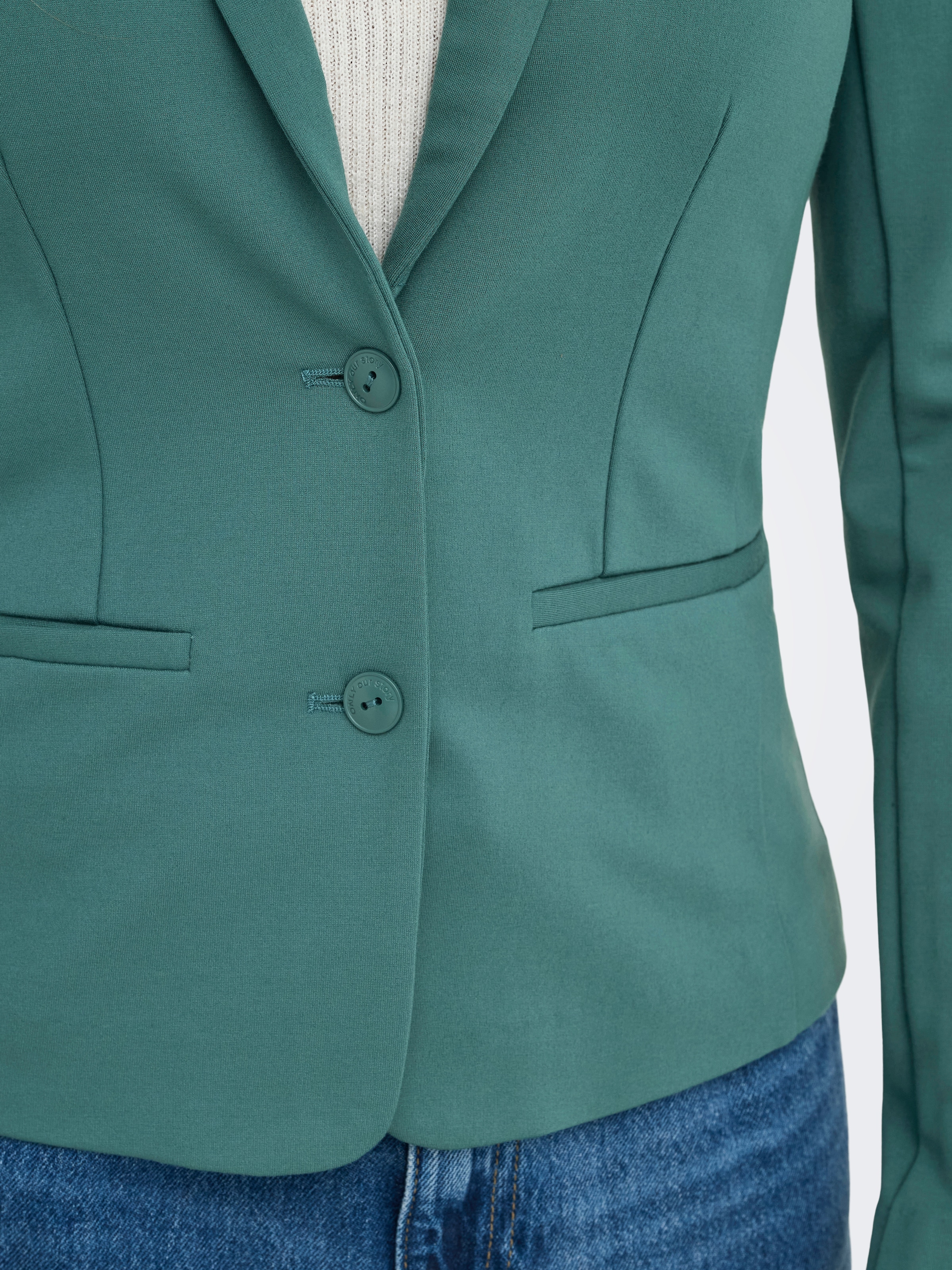 ONLY Jerseyblazer »ONLPOPTRASH – 2-Knopf Blazer mit taillierter Silhouette«, regular fit, Milano Rib, Materialmix, Reverskragen, unifarben