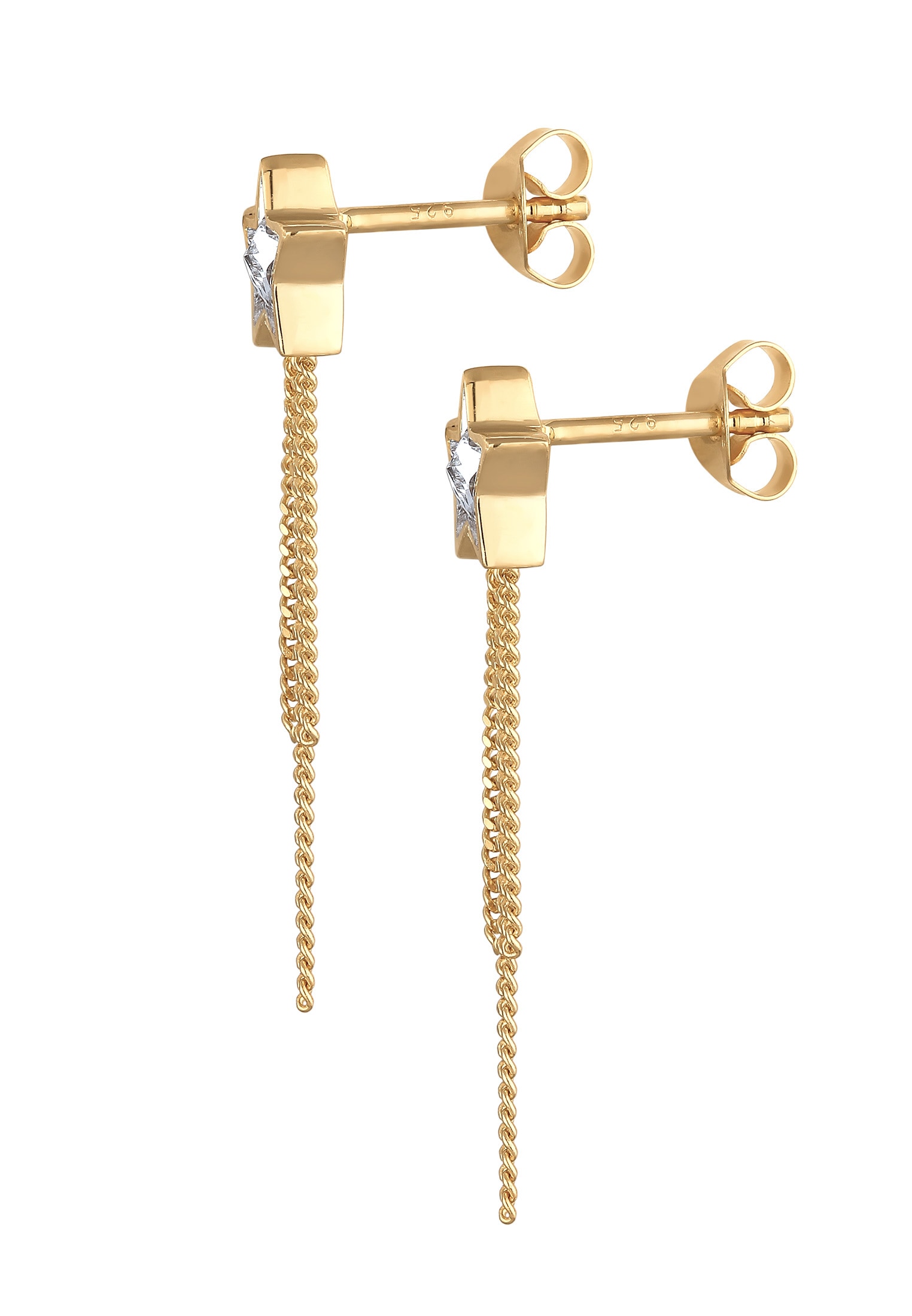 Elli Paar Ohrstecker »Ohrringe Kristall Stern Ketten Look Glamourös 925 Silber«