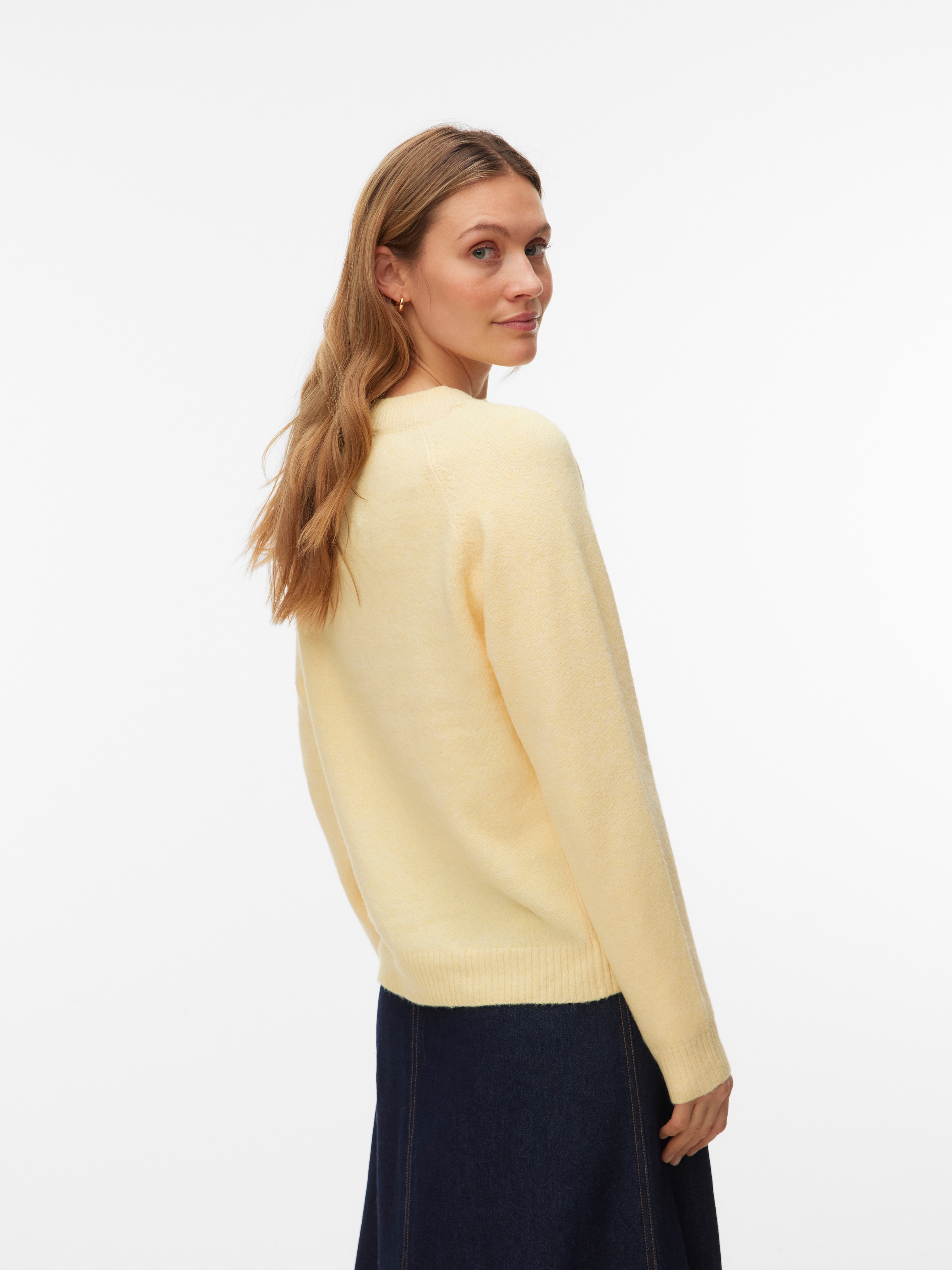 Vero Moda Rundhalspullover »VMDOFFY LS O-NECK BLOUSE GA NOOS« Materialmix, regular fit