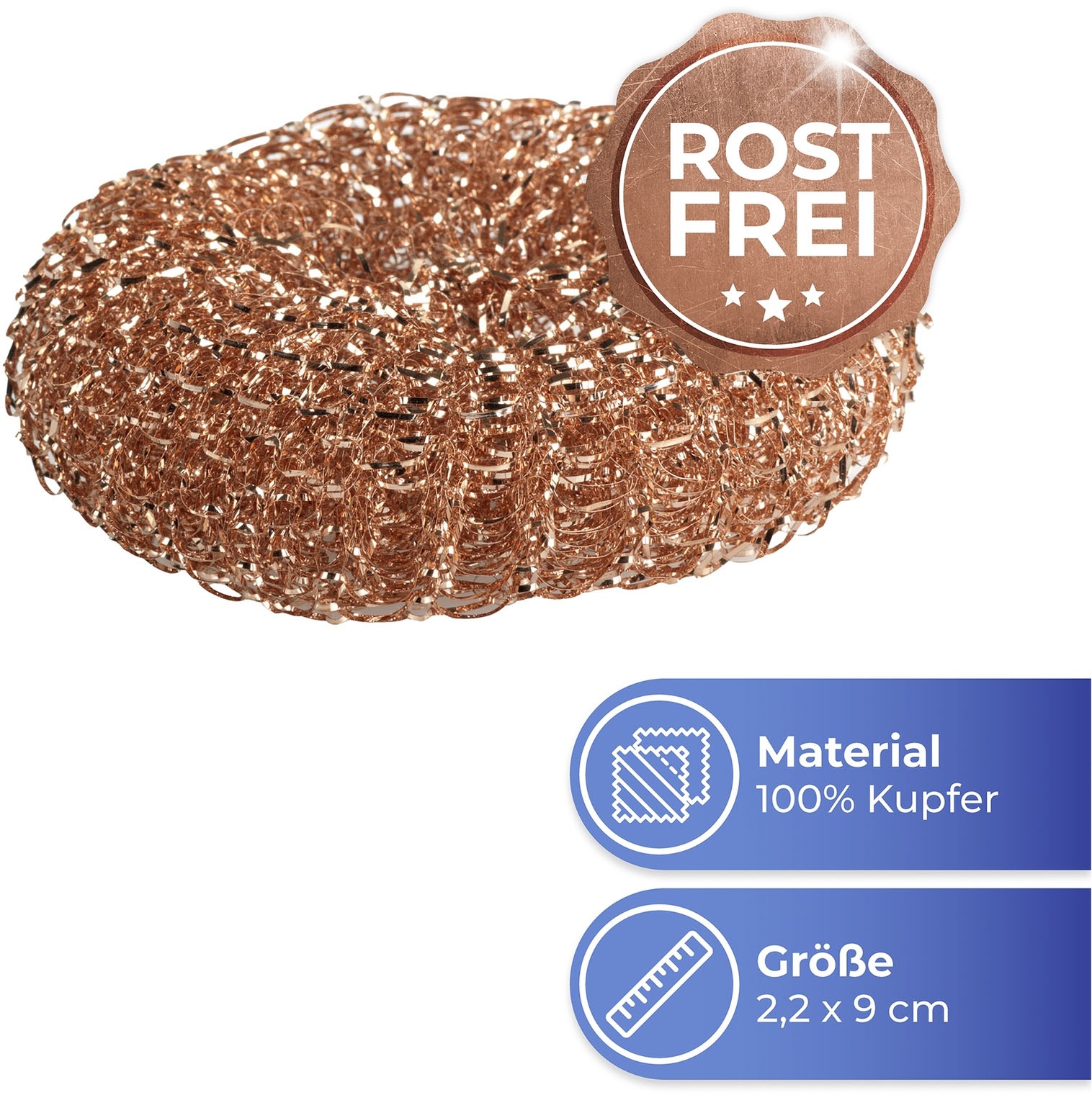 Maximex Reinigungsschwamm »Kupfer-Putzlinge«, (Set, 6 St.), entfernen hartnäckigen Schmutz, Eingebranntes und Rost, rostfrei