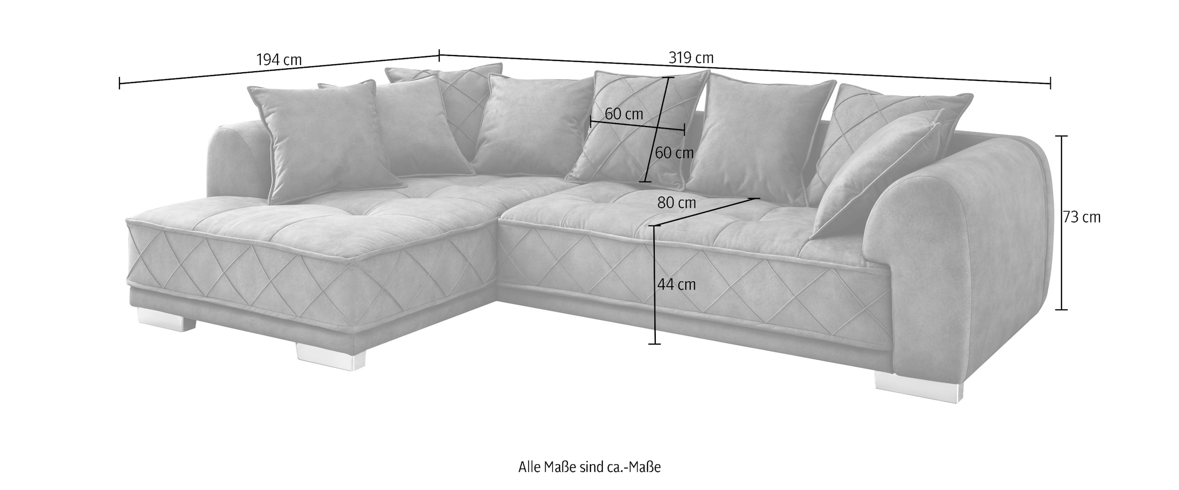 ED EXCITING DESIGN Ecksofa Sentina, mit Rückenkissen