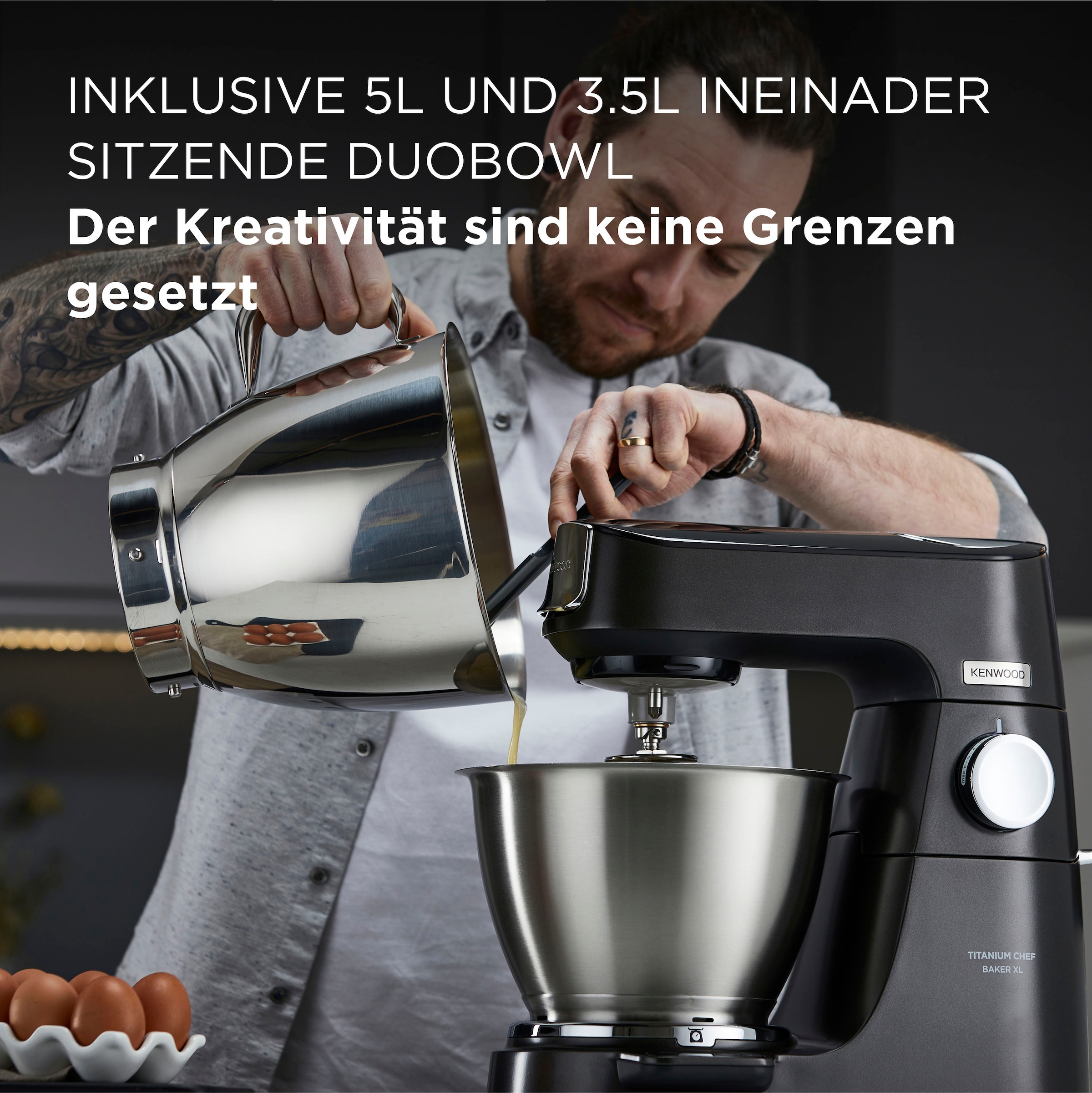 KENWOOD Küchenmaschine »Titanium Baker Mixaufsatz KAH359GL+Schnitzelwerk Online Wert XL Chef im Shop Gratis: AT340 KVL85.004BK, Gratis jetzt OTTO 319,-\