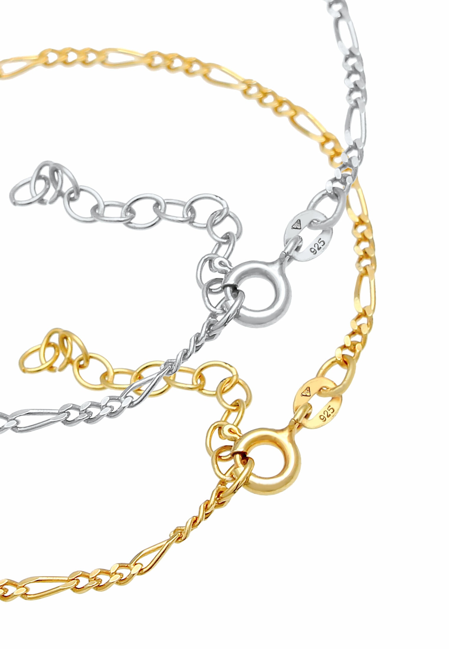Elli Armketten Set »Armband Figaro Basic Bi-Color 2er Set 925 Sterling Silber«