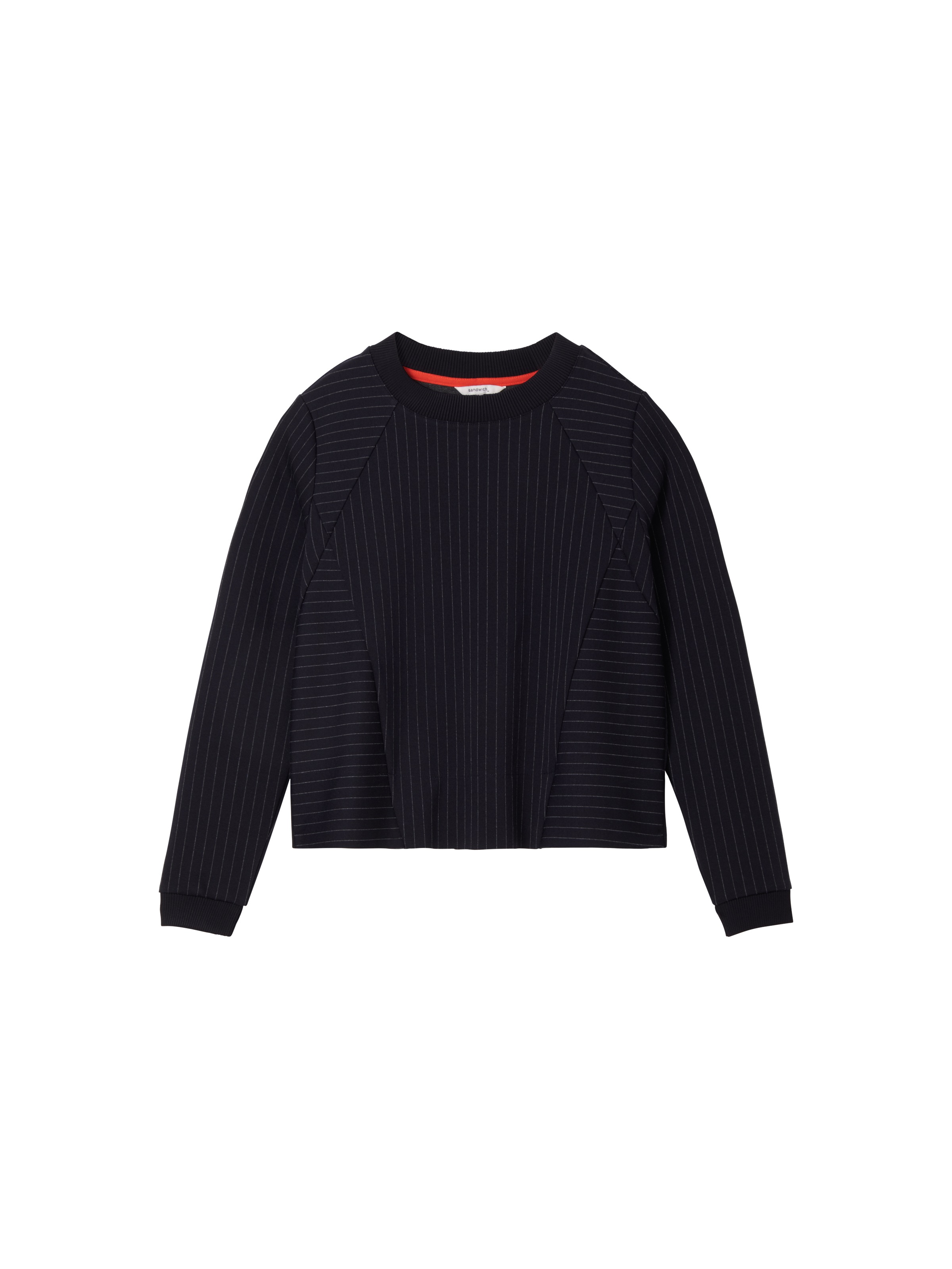 Sandwich Nadelstreifen Sweater mit Poplin-Saum