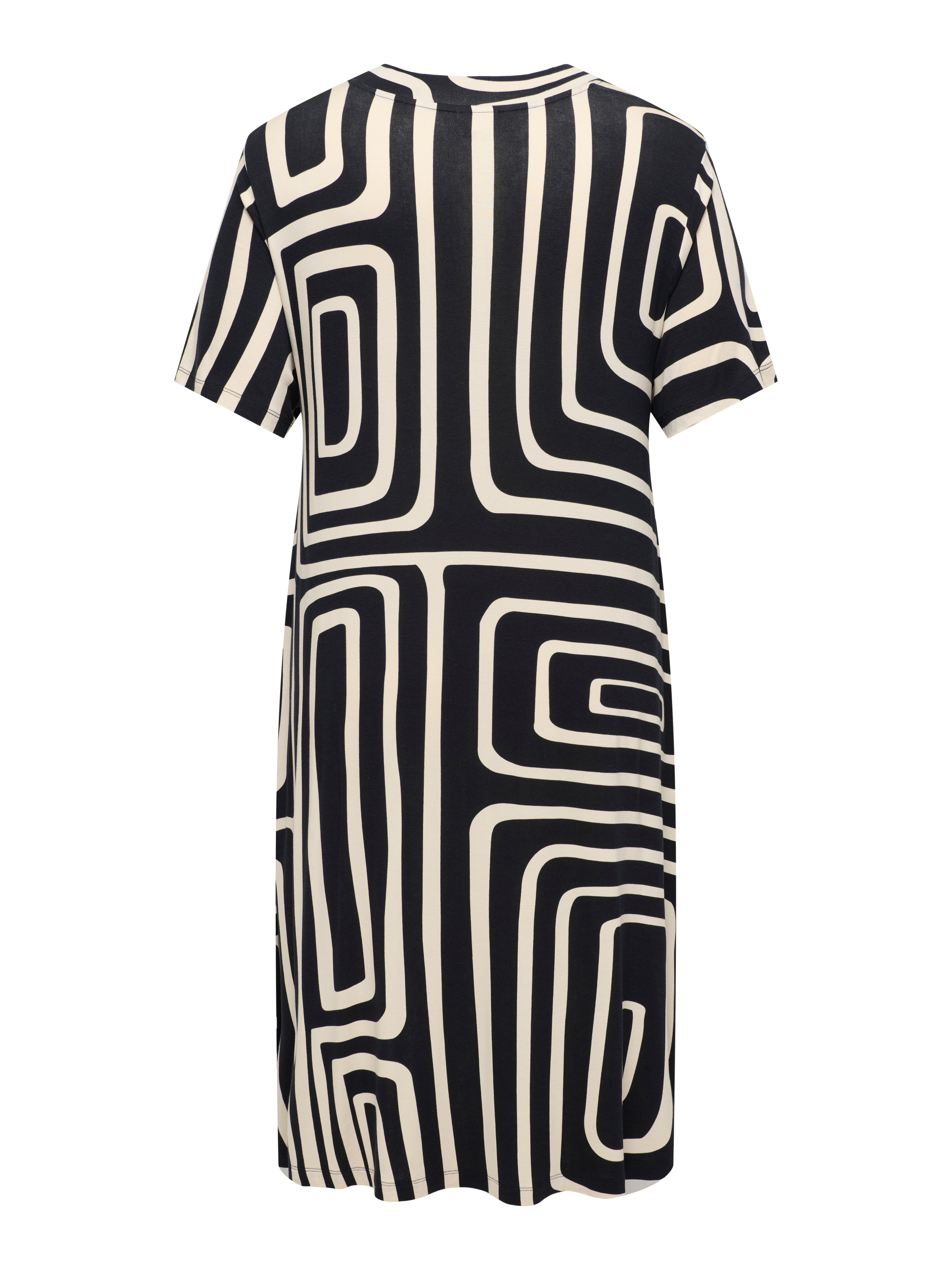 ONLY CARMAKOMA Shirtkleid »CARFYRLA LIFE S/S V-NCK BLK AOP DRE NOOS« Sommerkleid, weich fließende Jersey Qualität