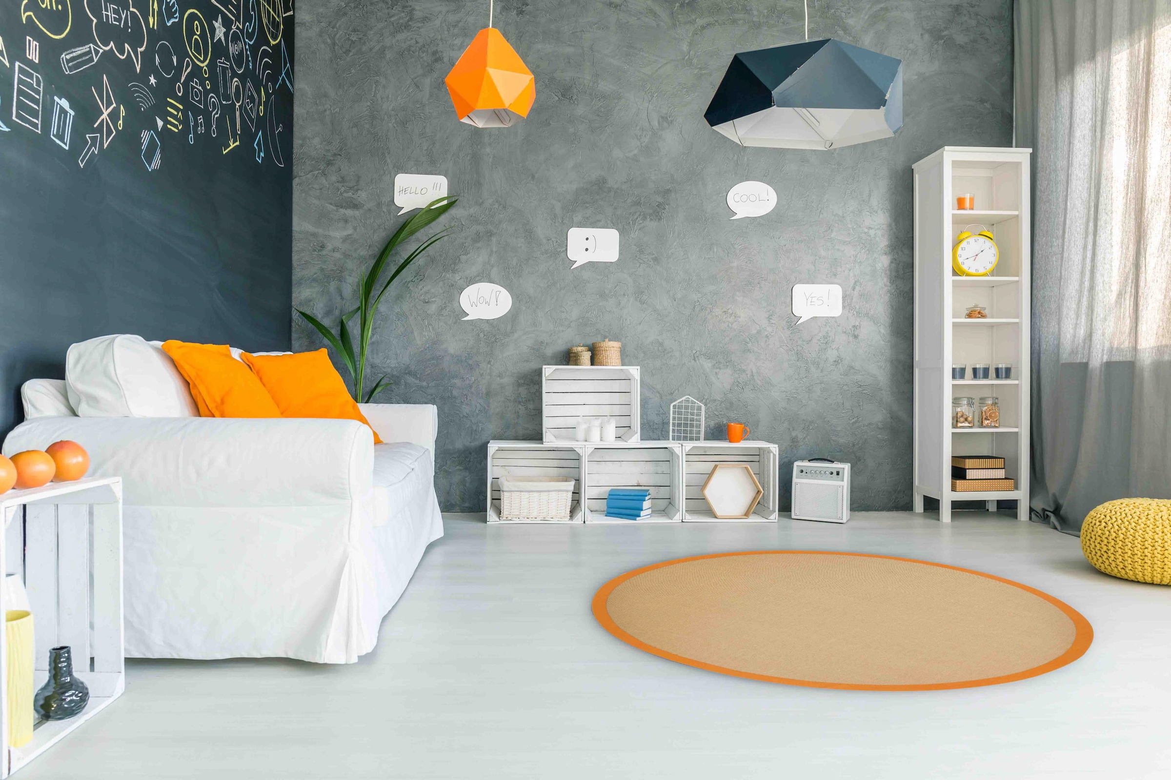 Carpetfine Sisalteppich »Sisal« rund 5 mm Höhe mit farbiger Bordüre, Anti-Rutsch Rückseite in orange