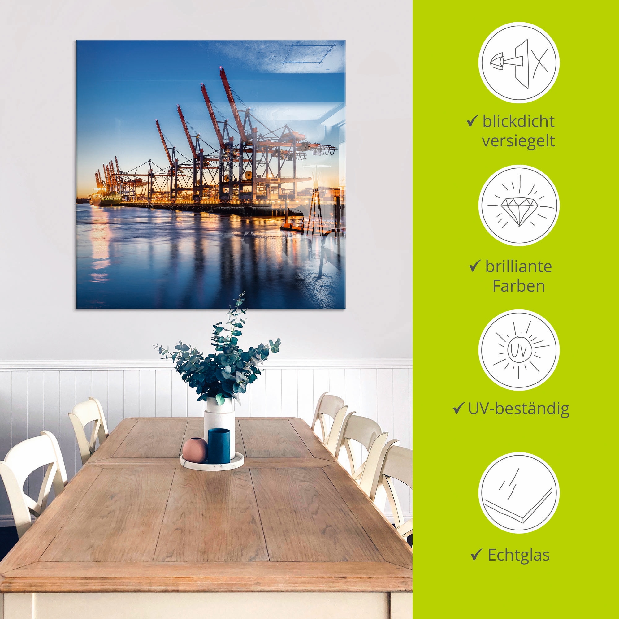 Artland Glasbild »Hamburg Container Terminals«, Deutschland, (1 St.), in verschiedenen Größen
