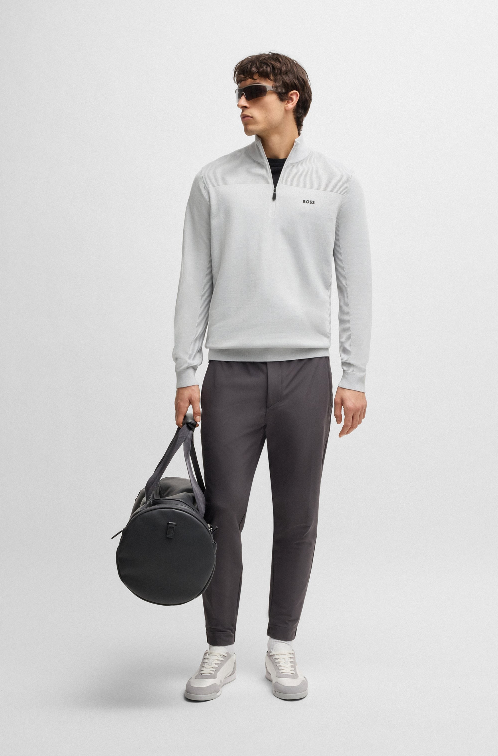BOSS GREEN Strickpullover »Momentum-X QZ«, mit Reißverschluss