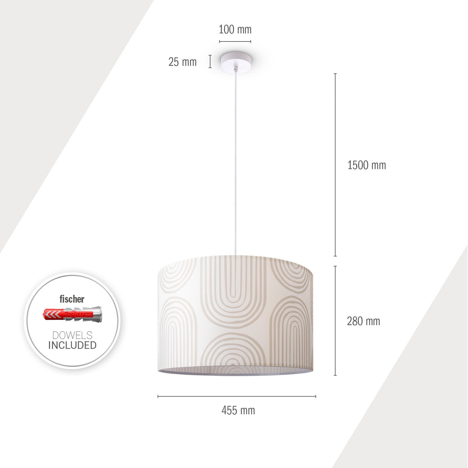 Paco Home Pendelleuchte »Hugo Pillar«, Leuchtmittel E27 | ohne Leuchtmittel, Pendelleuchte Esszimmer Wohnzimmerlampe Stoffschirm Modern Abstrakt