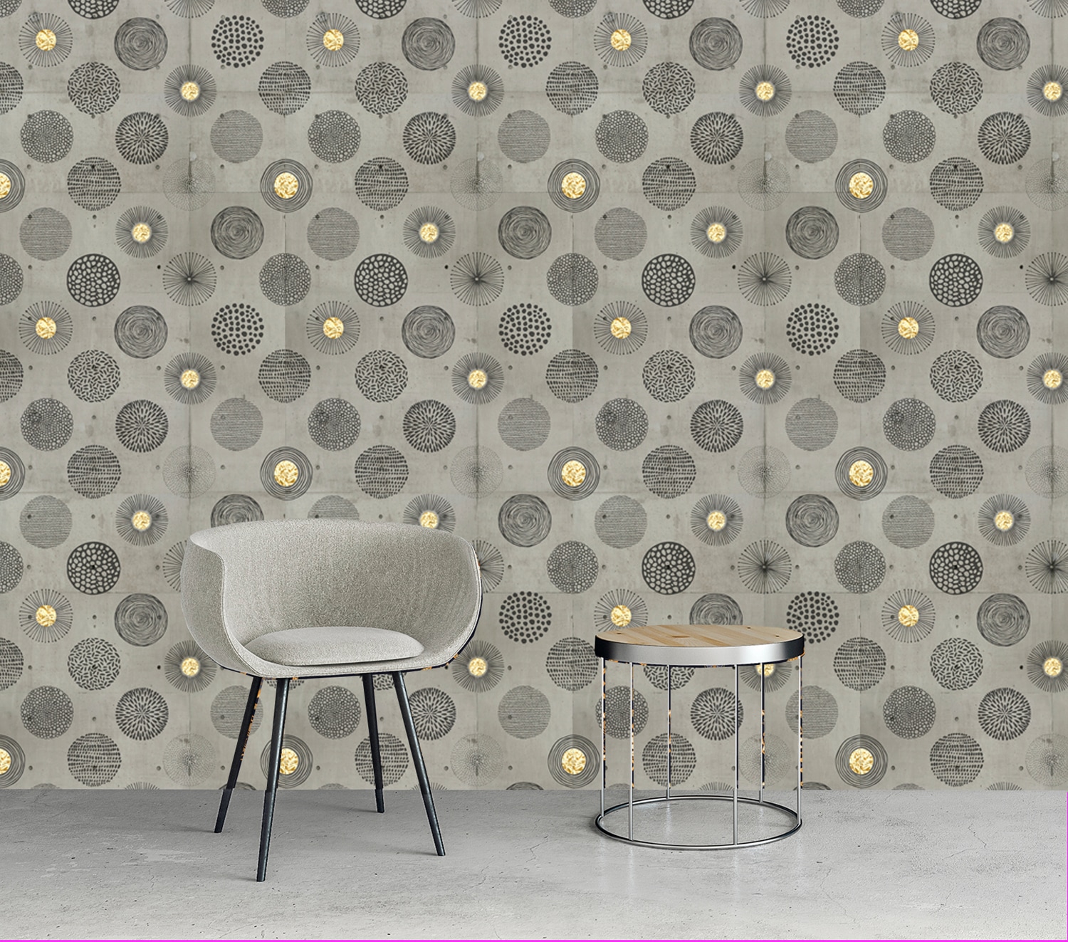 queence Vinyltapete »Ornamente«, bedruckt-Motiv-gemustert-3D-Optik-gepunktet, 90x250cm, selbstklebend, kinderleichte Anbringung, Sticker