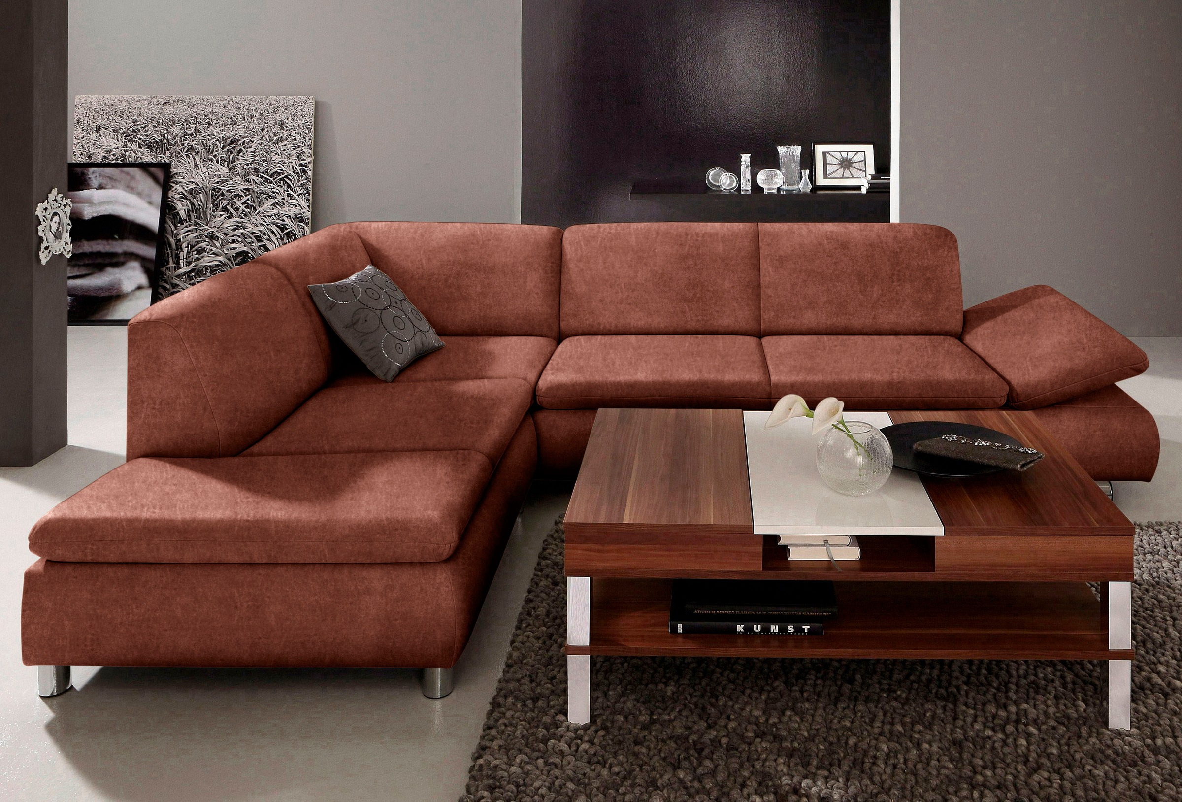 Max Winzer® Ecksofa »Toulouse modern und bequem, aktuelles Design, hoher Sitzkomfort«, mit klappbaren Armlehnen, Breite 237 cm