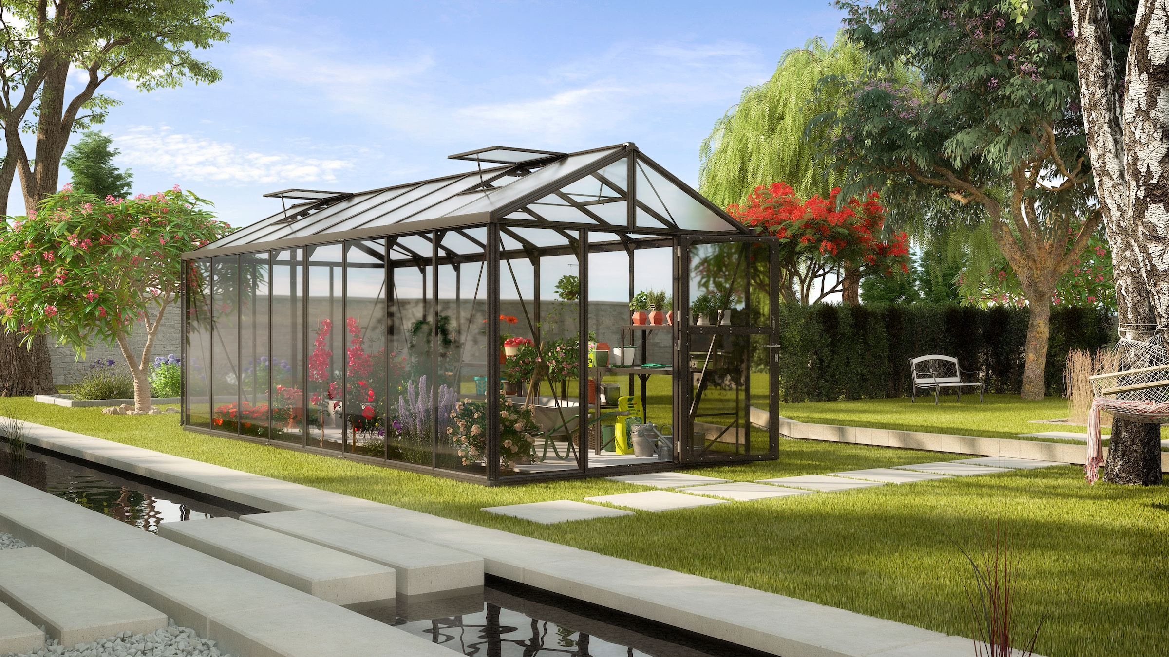 Vitavia Gewächshaus »Zeus 15700« in schwarz, Größe B/H/T: 266 cm x 622 cm