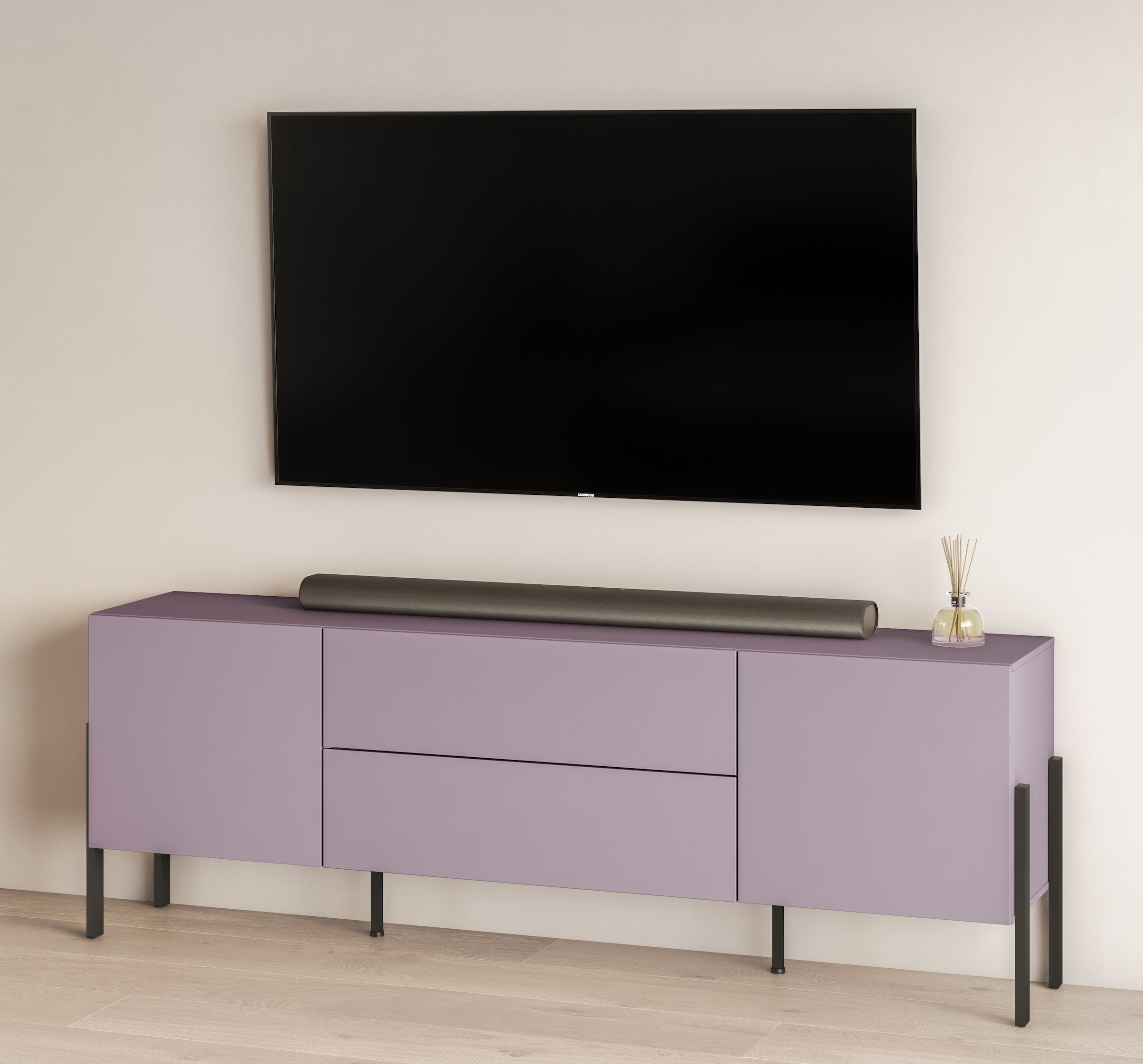 INOSIGN Lowboard »Jukon,Breite 200 cm, moderne grifflose TV-Kommode,2 Türen/2 Schubladen«, TV-Schrank mit viel Stauraum, TV-Board, push-to-open-Funktion