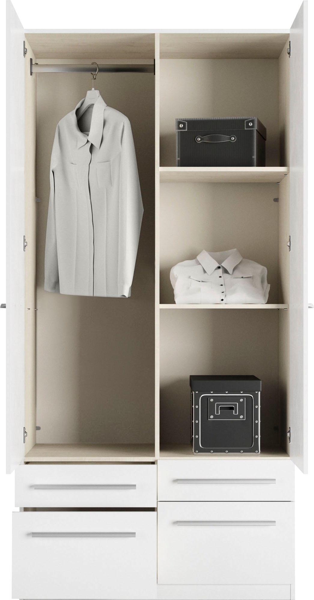priess Kleiderschrank »Schrank Garderobe Wäscheschrank Barcelona in 5 Breiten«, viel Stauraum, geräumige Schubkästen, mit Spiegel, MADE IN GERMANY