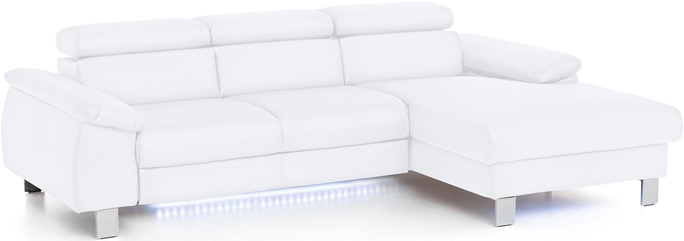 COTTA Ecksofa Komaris, Ecksofa, wahlweise mit RGB-LED-Beleuchtung und Bettfunktion/Bettkasten