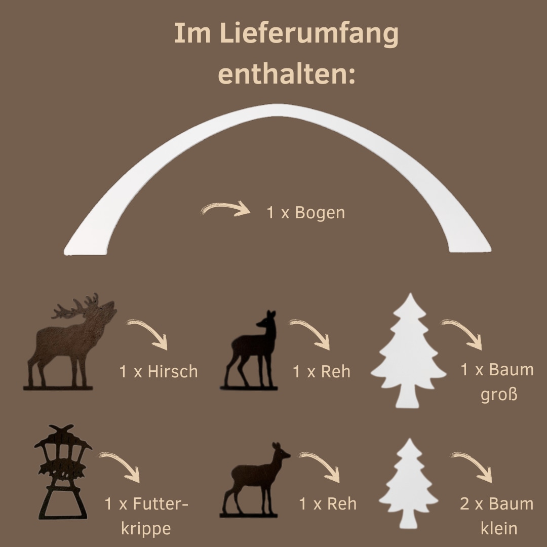 Weigla Dekofigur »Figurenset "Wald" für WEIGLA Dekosockel, aus Holz« Erzgebirge garantiert, Deko für Weihnachten und das ganze Jahr